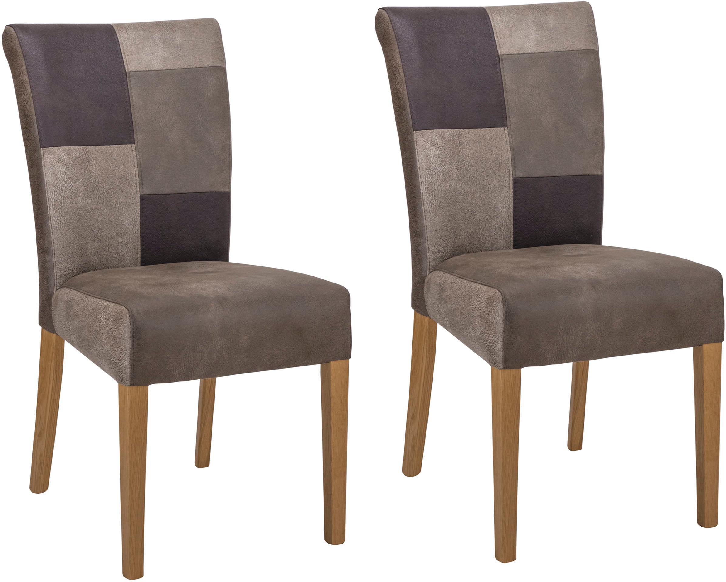 Home affaire Esszimmerstuhl "Queen" (Set) 2 Stk.Beingestell aus Massivholz, Patchwork Bezug im Landhaus Stil