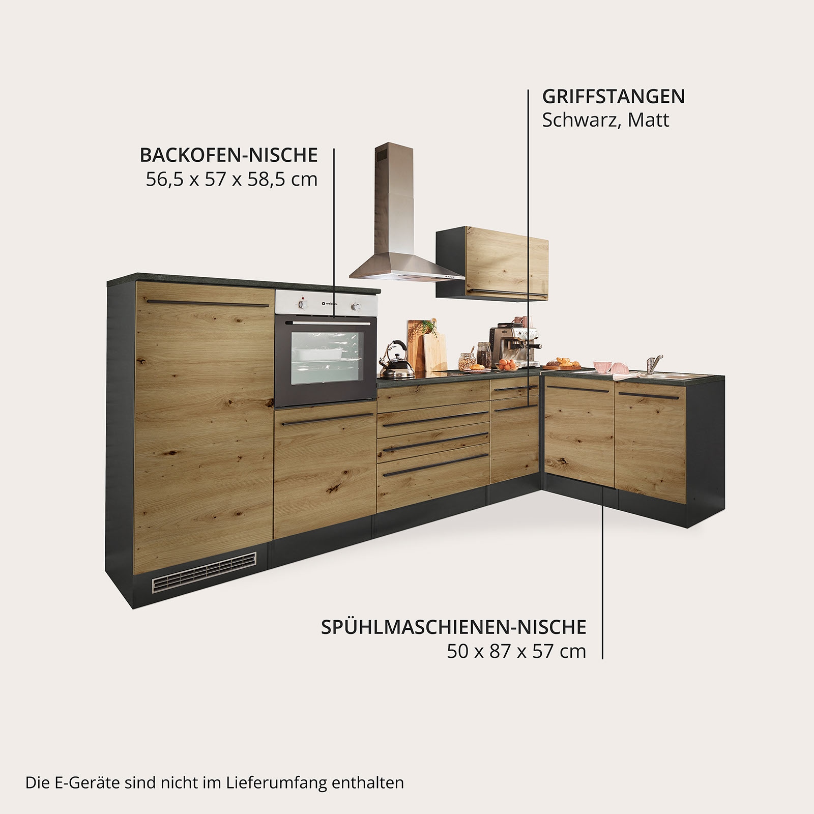 BASIC by Balculina Winkelküche »Jazz« Stellbreite 320/175 cm, wahlweise mit E-Geräten