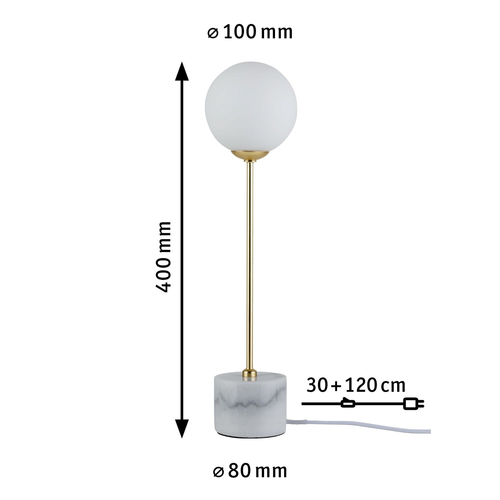 Paulmann Tischleuchte »Neordic Moa max.1x10W G9 Weiß/Gold matt 230V Glas/Marmor/Metall«, 1 flammig, Leuchtmittel G9 | ohne Leuchtmittel