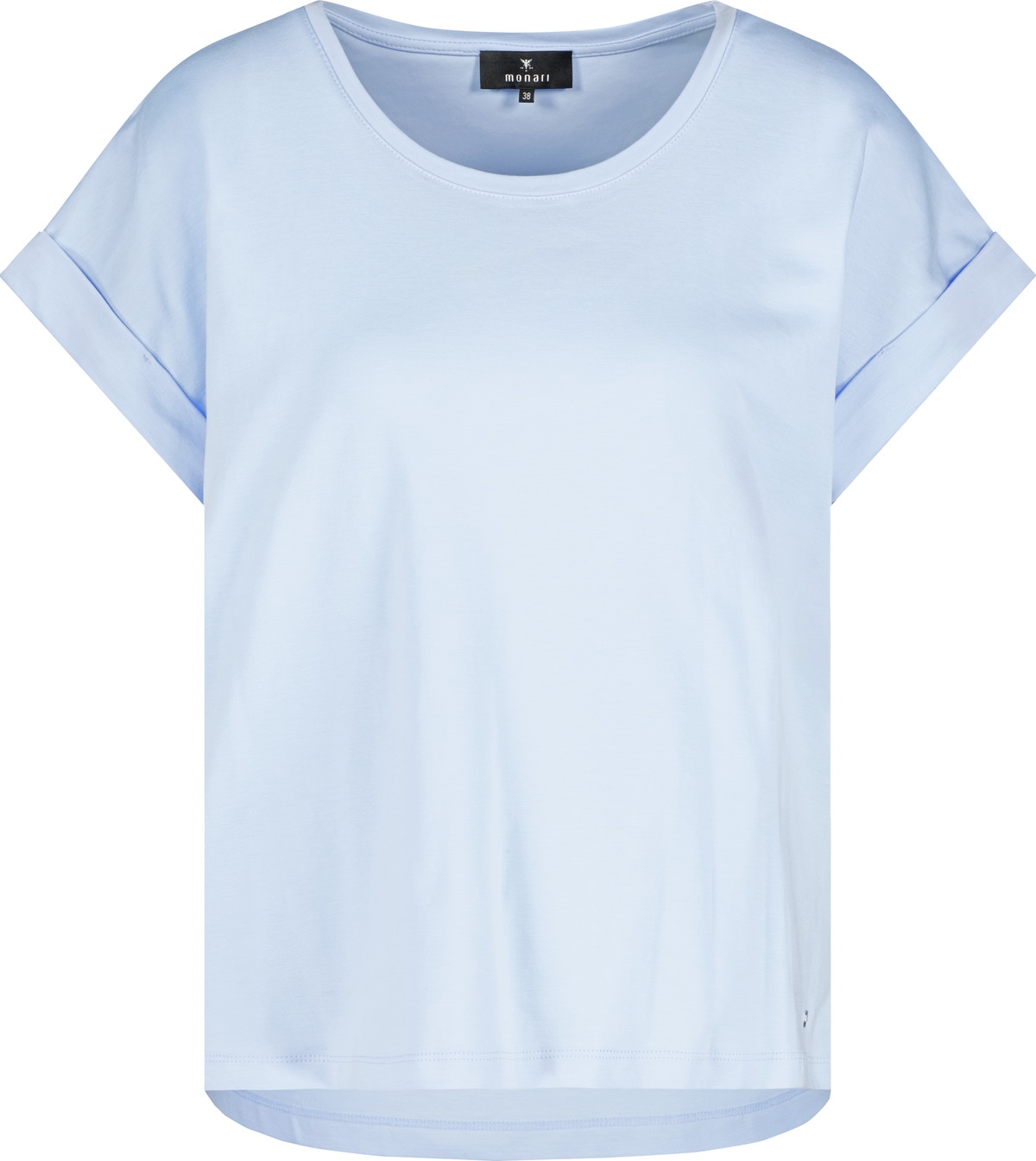 Monari T-Shirt »Pima uni« Rundhalsausschnitt, reine Baumwolle, Kurzarm mit Aufschlag