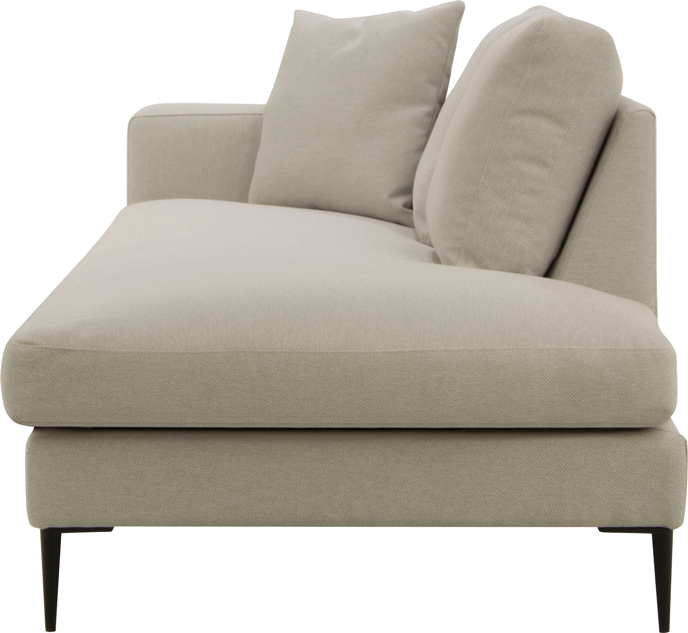 Leonique Recamiere »Cozy Chaiselongue, Maße B/T/H: 195/97/80 cm«, mit losen Kissen und Metallbeinen, Armlehne links oder rechts wählbar