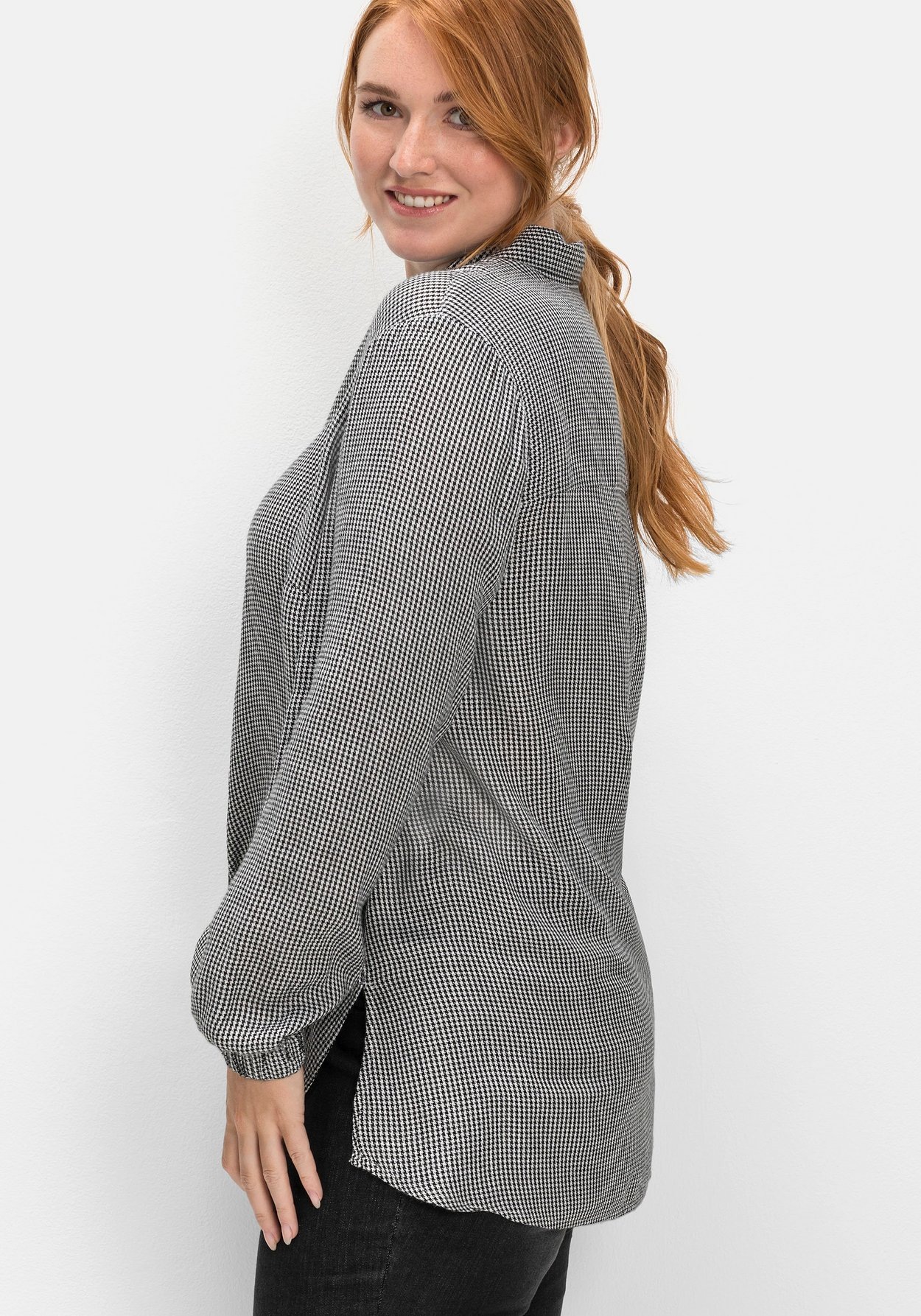 Sheego Hemdbluse »Hemdbluse im Pepitamuster, leicht ausgestellte Form«
