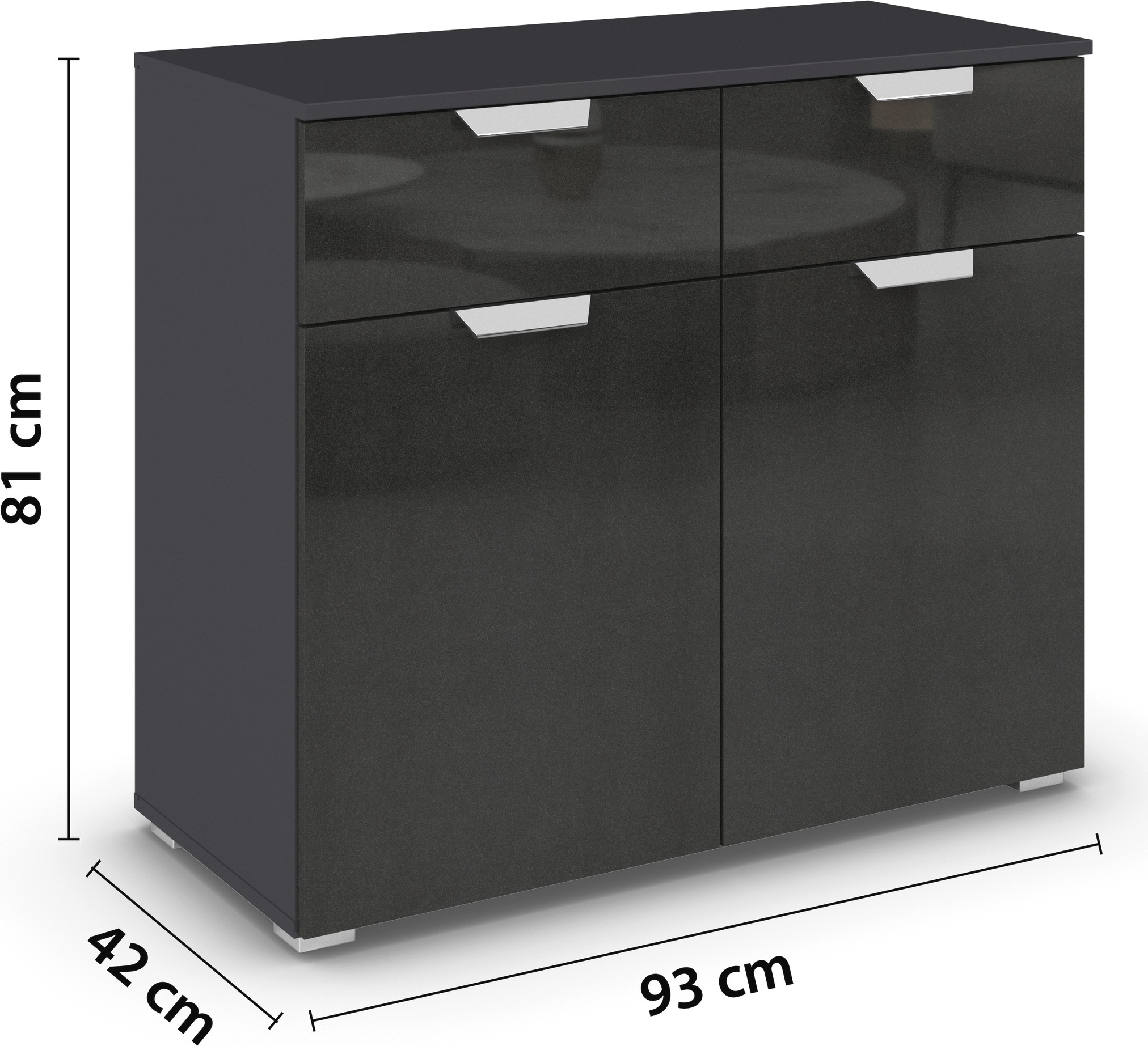 rauch Kombikommode »Glamour by Aditio«, mit Hochglanzfront, 2 Schubladen mit Softclose-Funktion