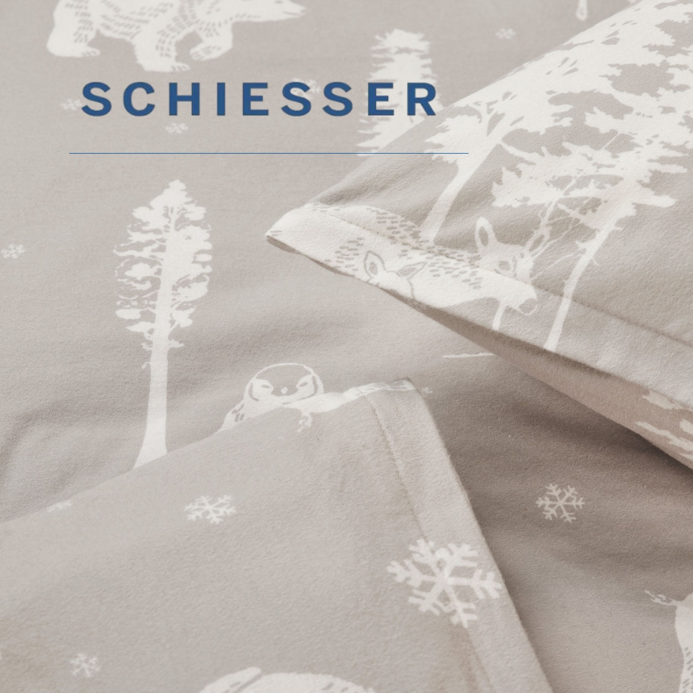 Schiesser Bettwäsche »Nordic aus weichem Baumwoll-Feinbiber mit nordischem Muster« 2 Stk. OEKO-TEX® MADE IN GREEN