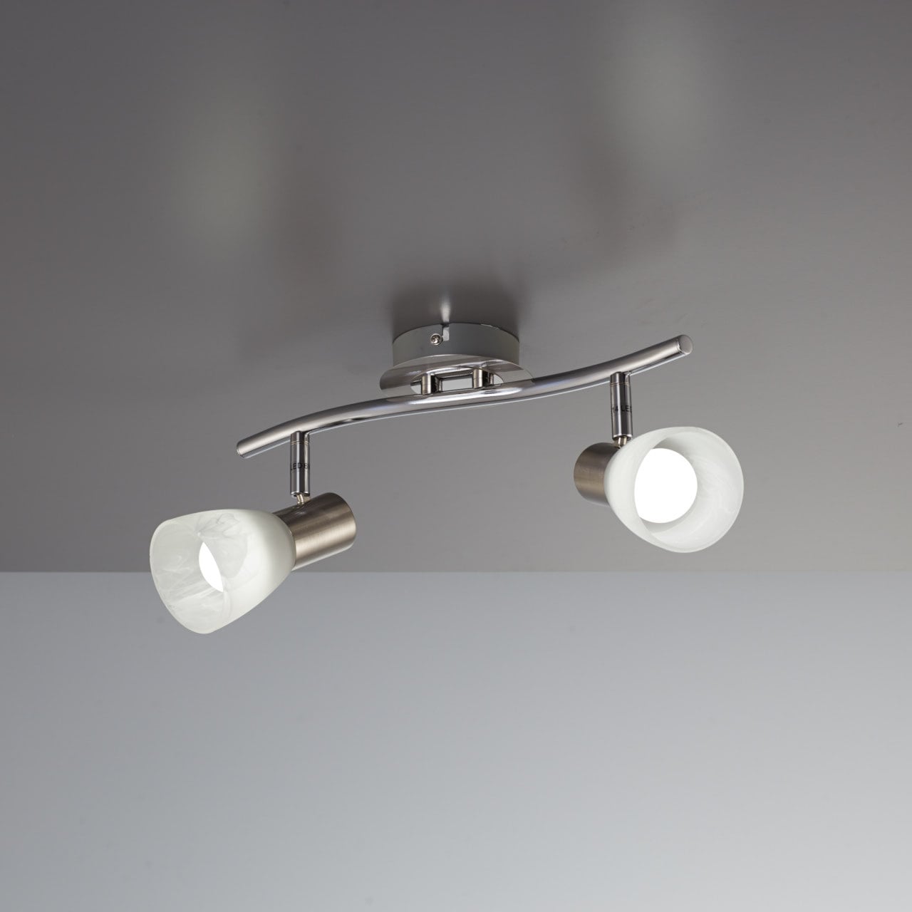 B.K.Licht LED Deckenstrahler, 2 flammig-flammig, LED Deckenlampe, Wohnzimmer, schwenkbar, Metall, Glas, inkl. 5W 470lm