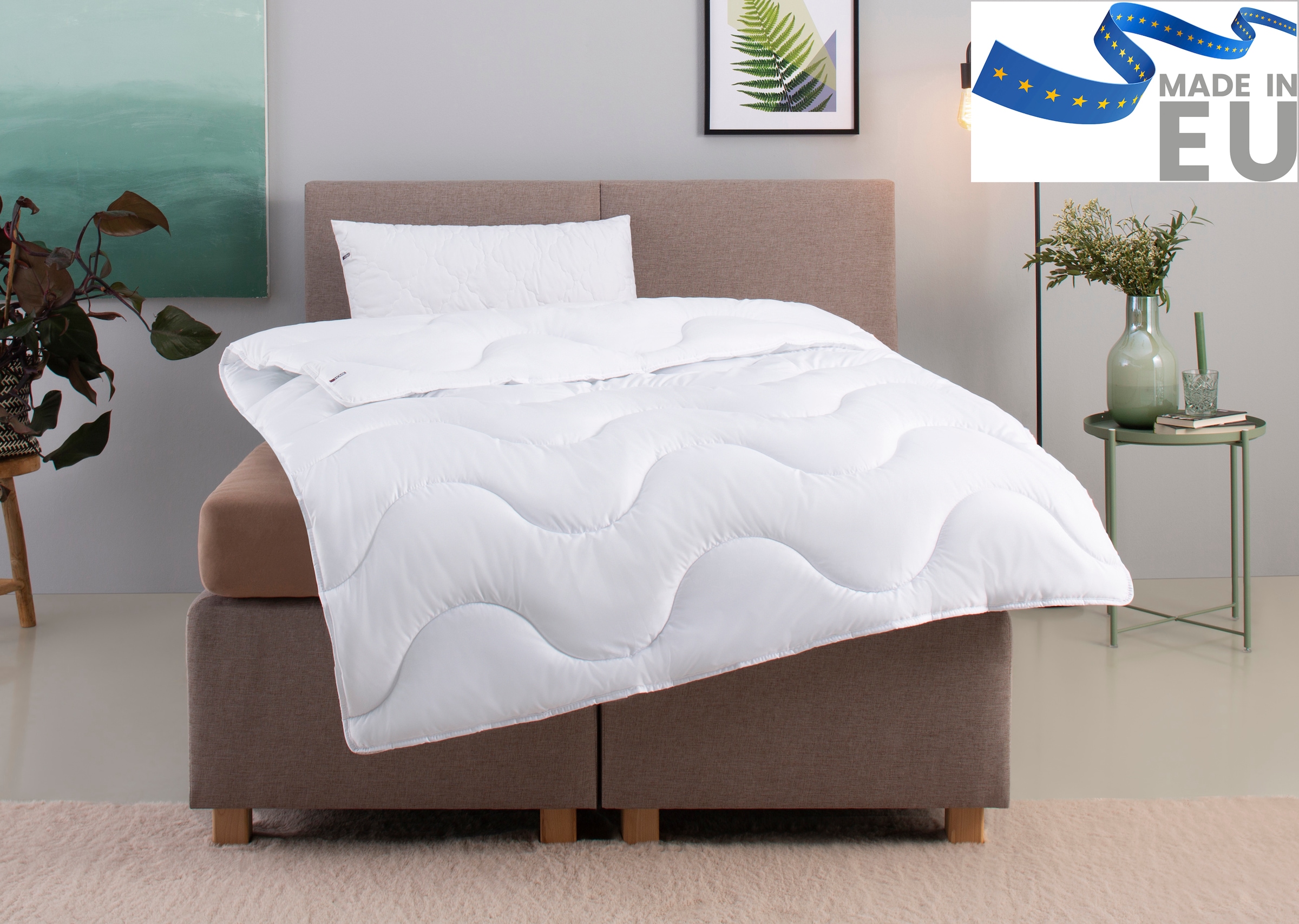 OTTO home Microfaserbettdecke + Microfaserkissen »Mailo, Bettdecke 135x200 cm, 155x220 cm« 2-tlg., Set mit Kissen 80x80 cm, Sommer, Winter