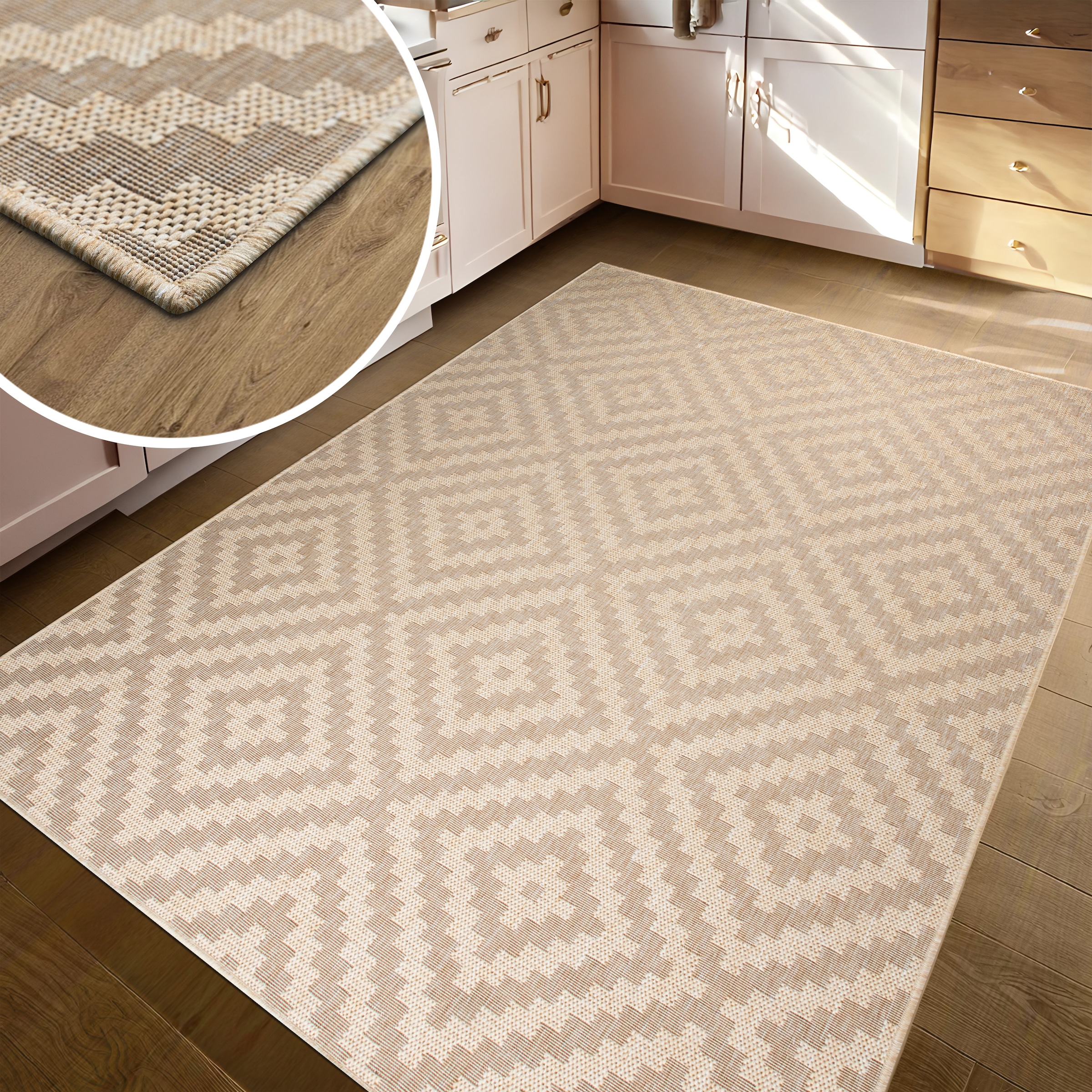 OTTO home Teppich »Cordoba auch als Läufer erhältlich« rechteckig 3 mm Höhe In- und Outdoor geeignet, Sisal-Optik, Wetterfest & UV-beständig, Boho