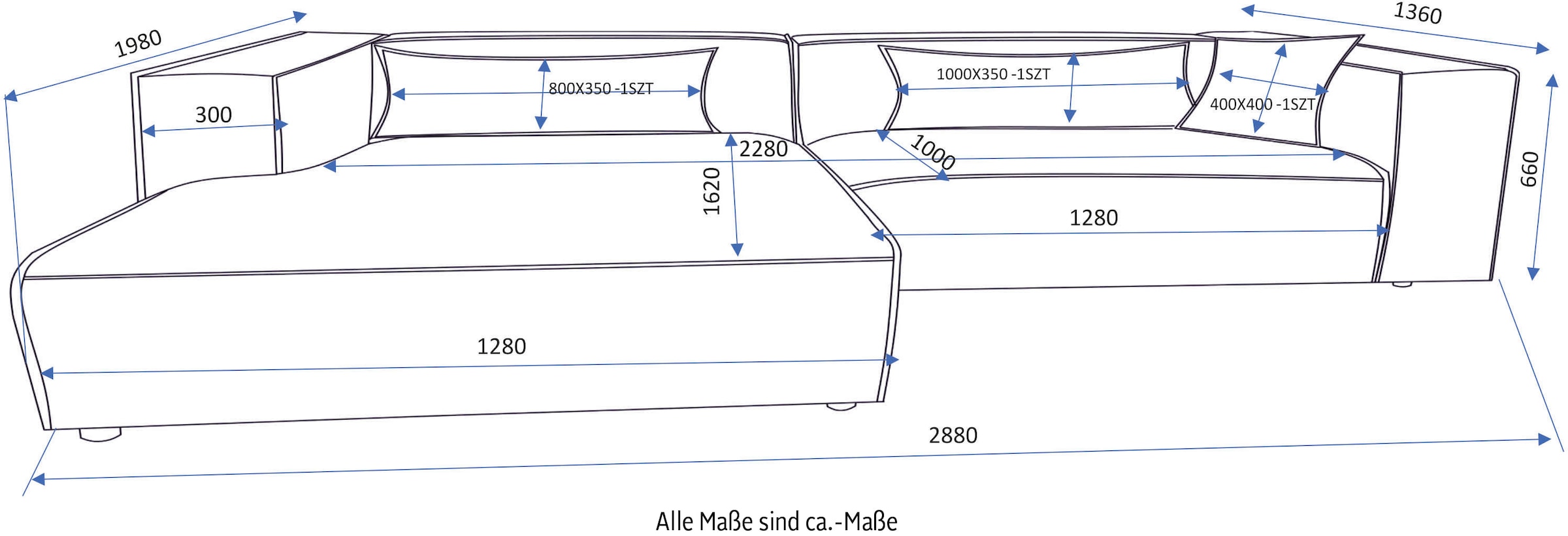 LeGer Home by Lena Gercke Ecksofa »PIARA XXL Cord, Big-Sofa, L-Form« wahlweise Ottomane rechts/links, Kedernaht, extra tiefe Sitzfläche