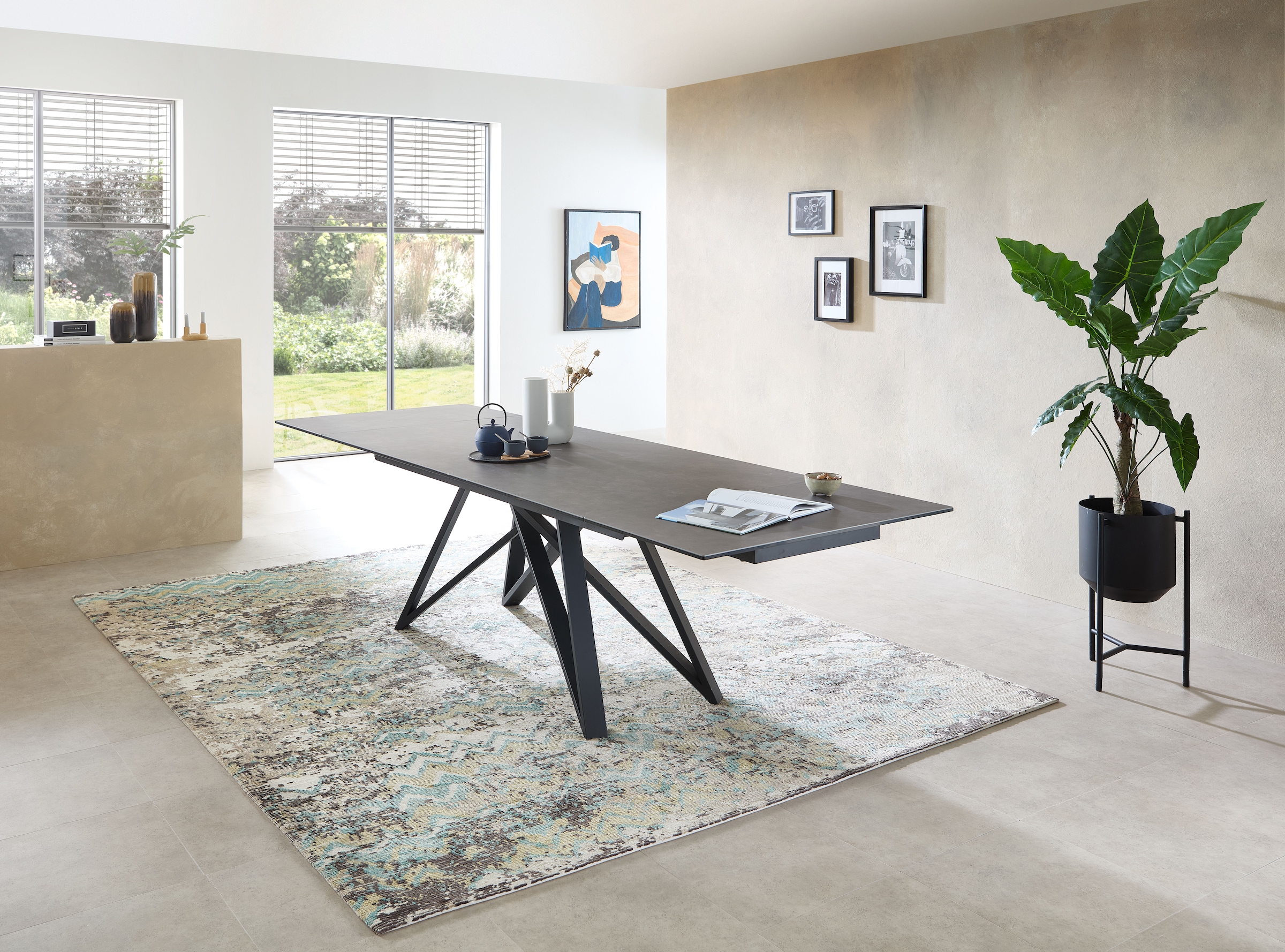 Stolkom Esstisch »Charly Esszimmertisch Keramik, ausziehbar 280 cm, BxHxT 180x75x95 cm«, Keramikoberfläche,Tischplatte beidseitig ausziehbar 180 auf 280 cm
