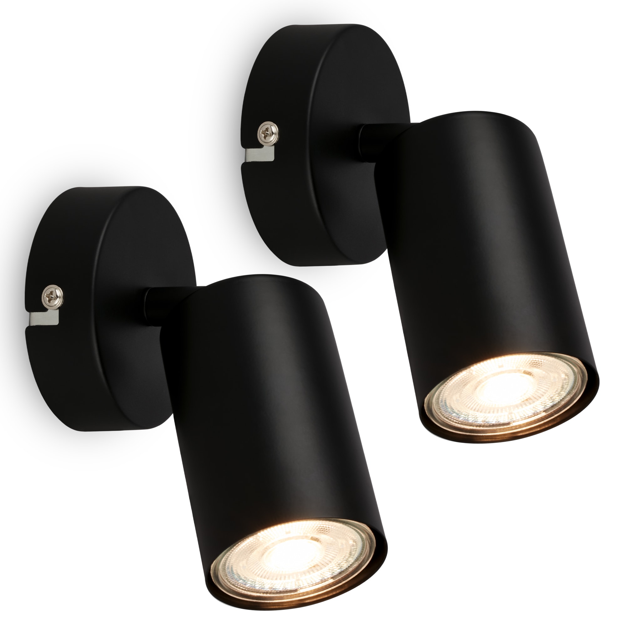 BRILONER Set of 2 Adjustable Black Metal LED Wall Spotlights