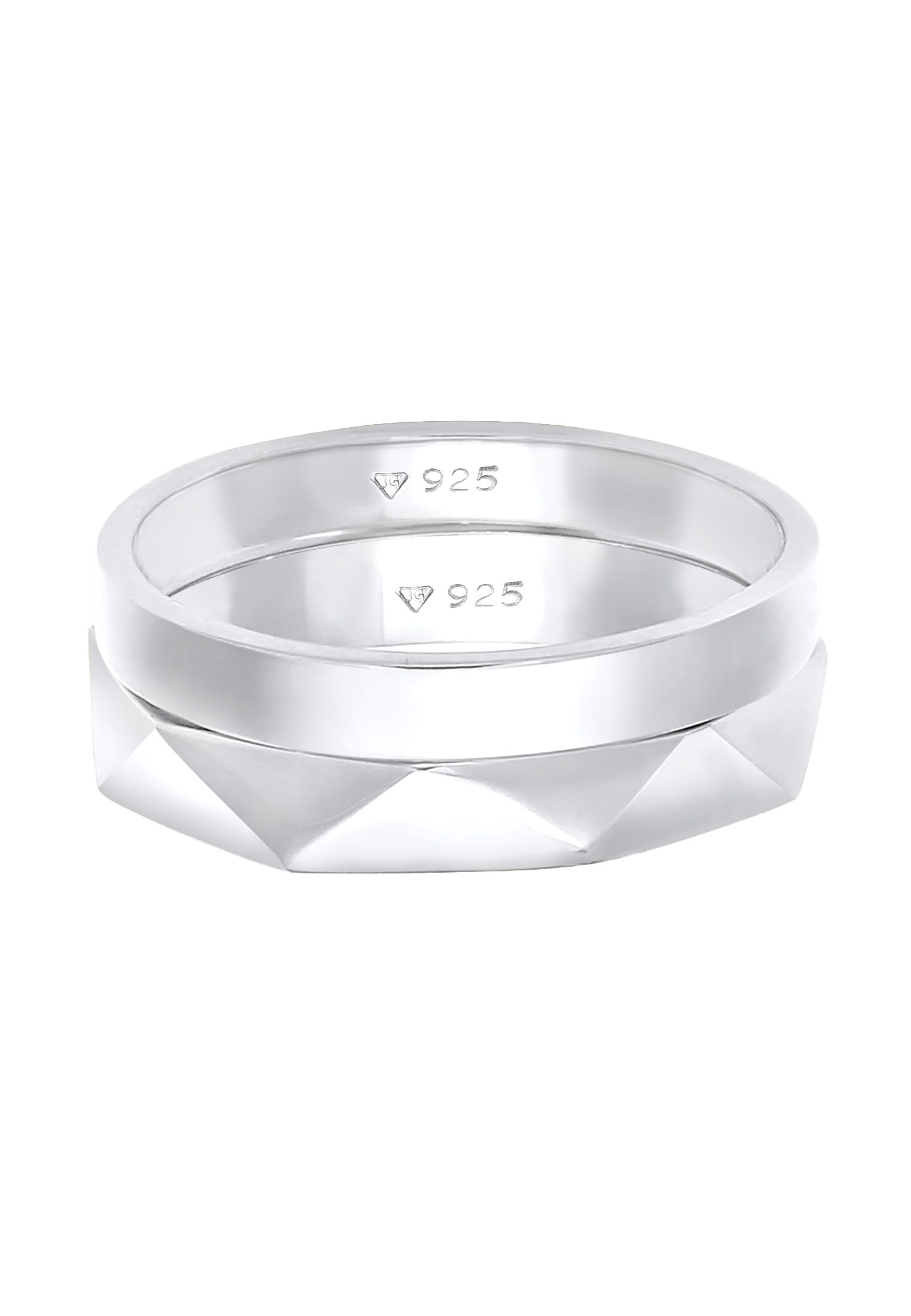 Elli Ring-Set »Ring Bandring Basic Hexagon Element (2 tlg) 925 Silber«