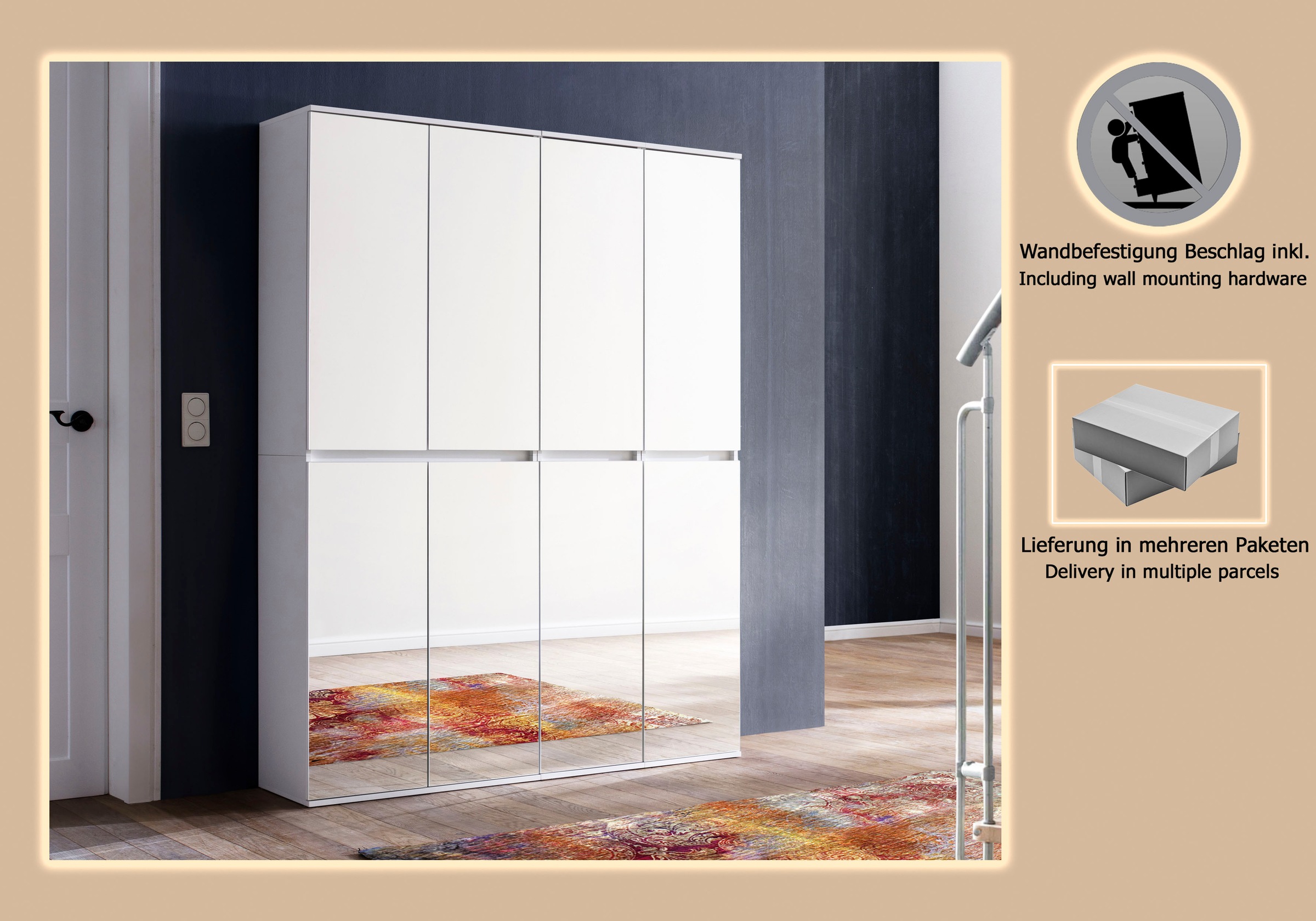 INOSIGN Garderoben-Set »Malcesine« 2 Mehrzweckschränke mit Spiegelglasfronten - (B/T/H) 148/34/191 cm