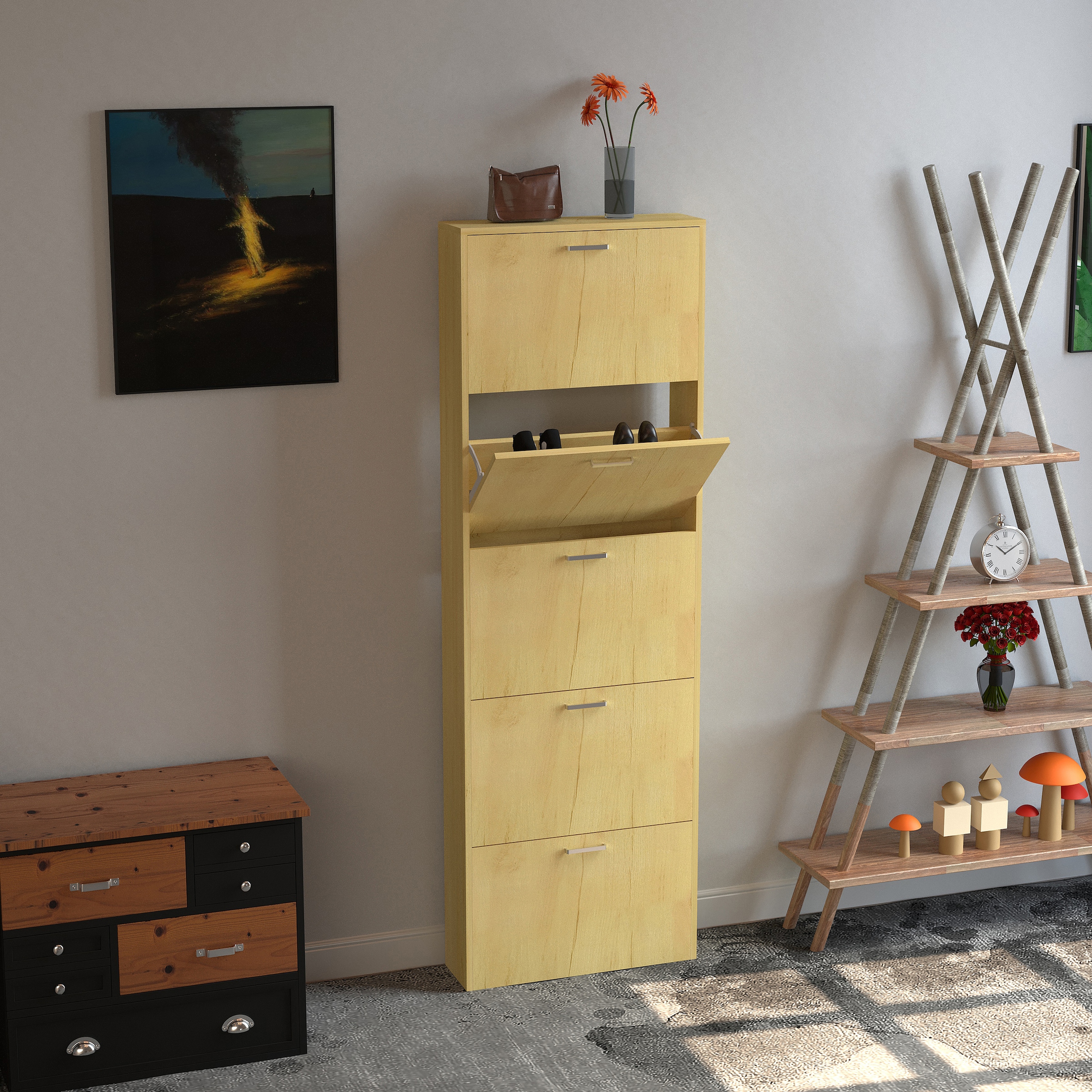 VCM Schuhschrank »Holz Schuhregal Schuhschrank Schuhkipper Sulos XL«