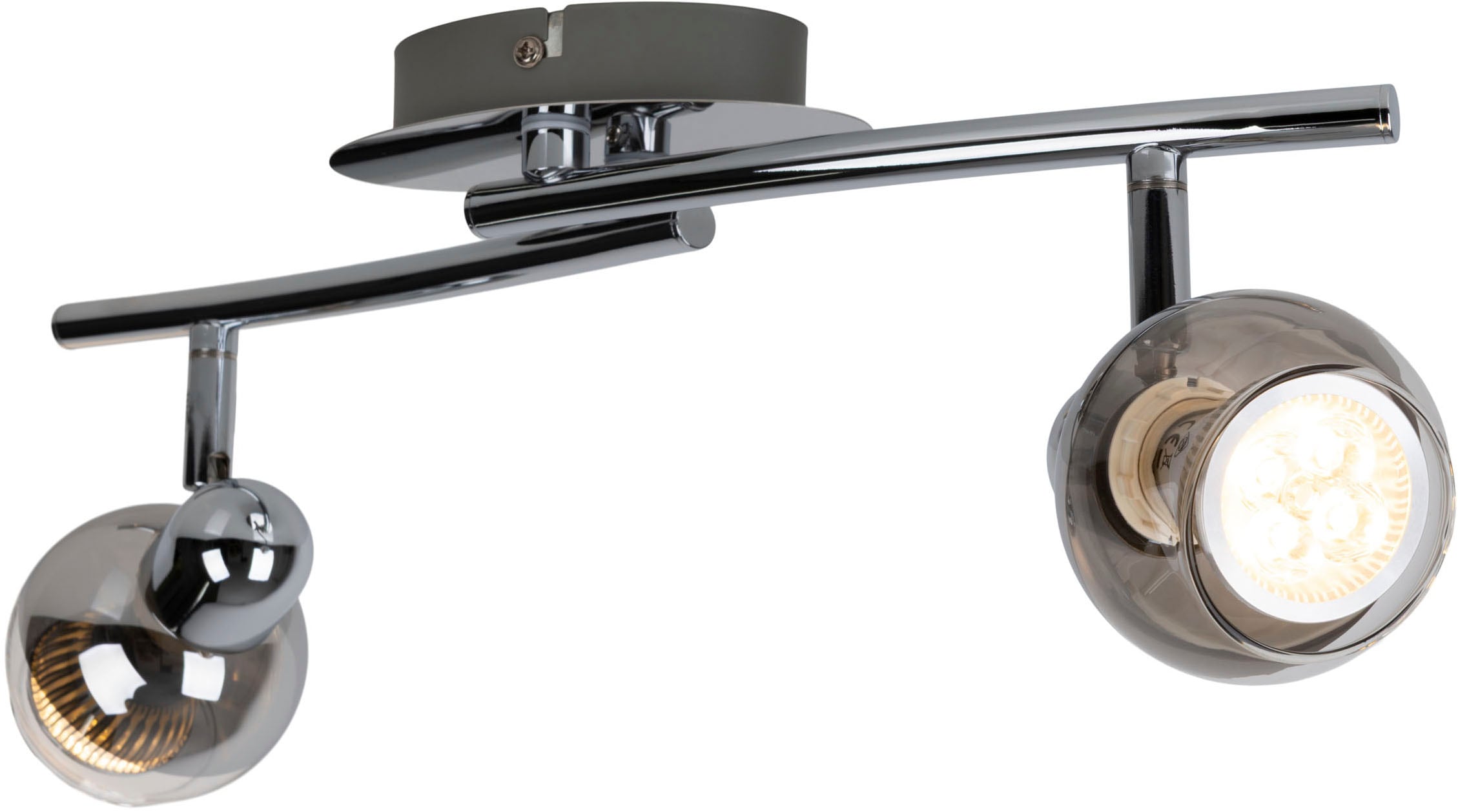 näve Deckenspots »Boccia« GU10 1 Stk. Warmweiß 2flg. incl. LED GU10 6W, chrom, Glasschirm, verstellbare Spots, l:41cm