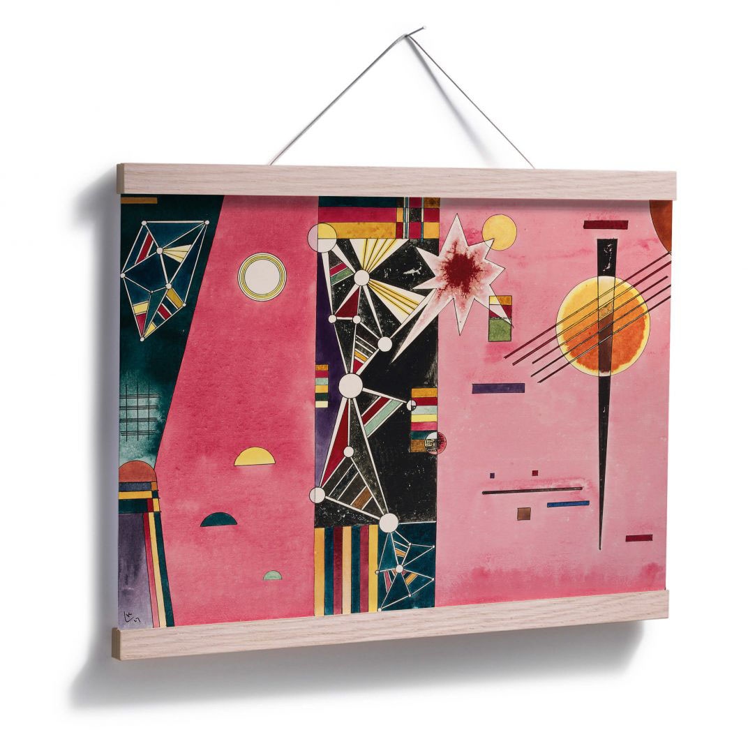 abstrakte Kunst Wandposter Wandbild, Wall-Art Rosa Raten »Kandinsky bestellen Abstrakt, Bild, (1 St.), Poster Poster, auf Rot«,