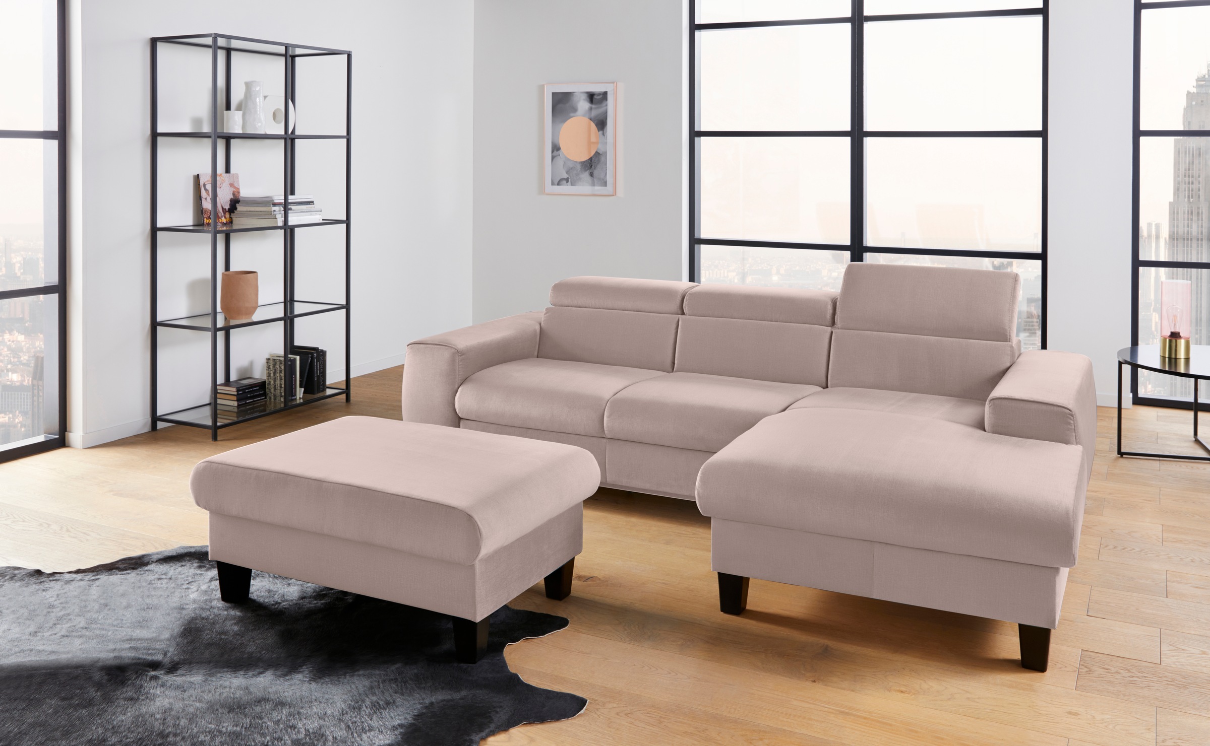 COTTA Ecksofa »Morven L-Form«, Inklusive Kopfteilverstellung, wahlweise mit Ladestation, Bettfunktion
