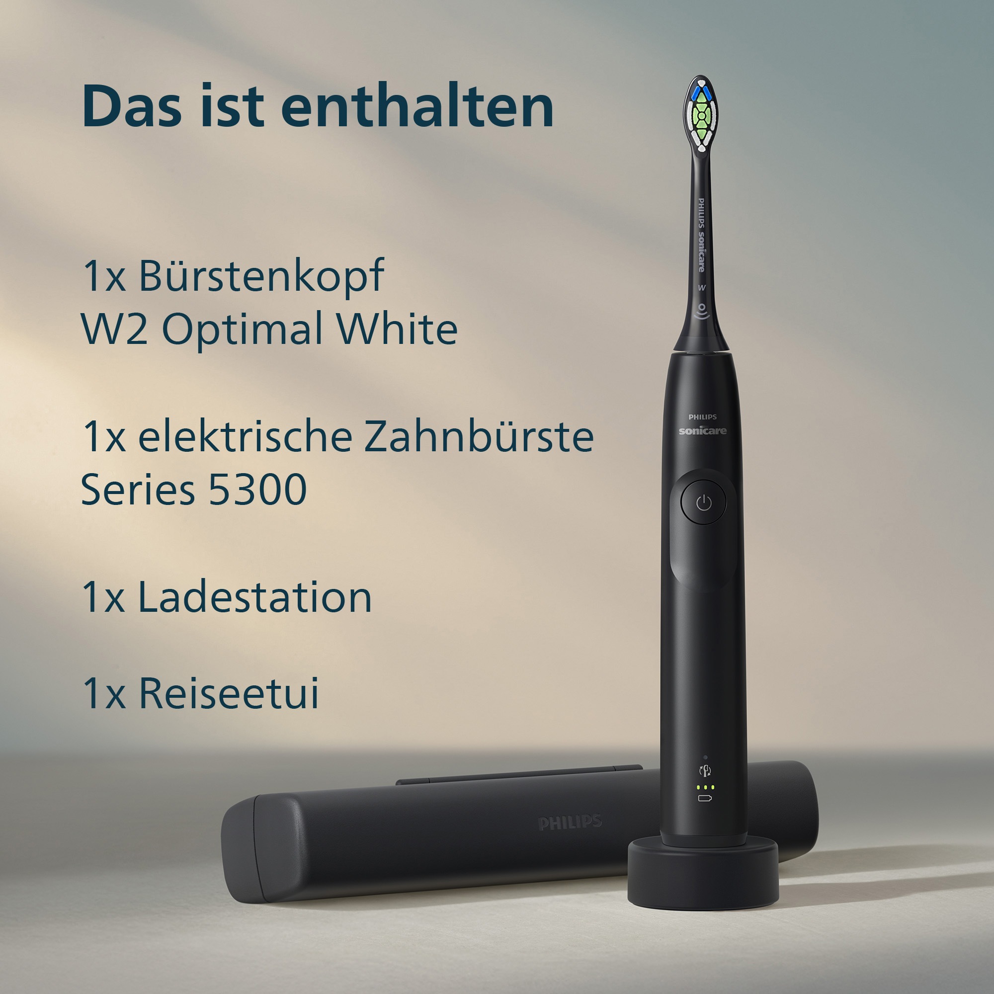 Philips Sonicare Elektrische Zahnbürste »Series 5300« 1 Stk. Aufsteckbürsten mit Andruckkontrolle, 2 Intensitätsstufen, inkl. Ladegerät, Reiseetui
