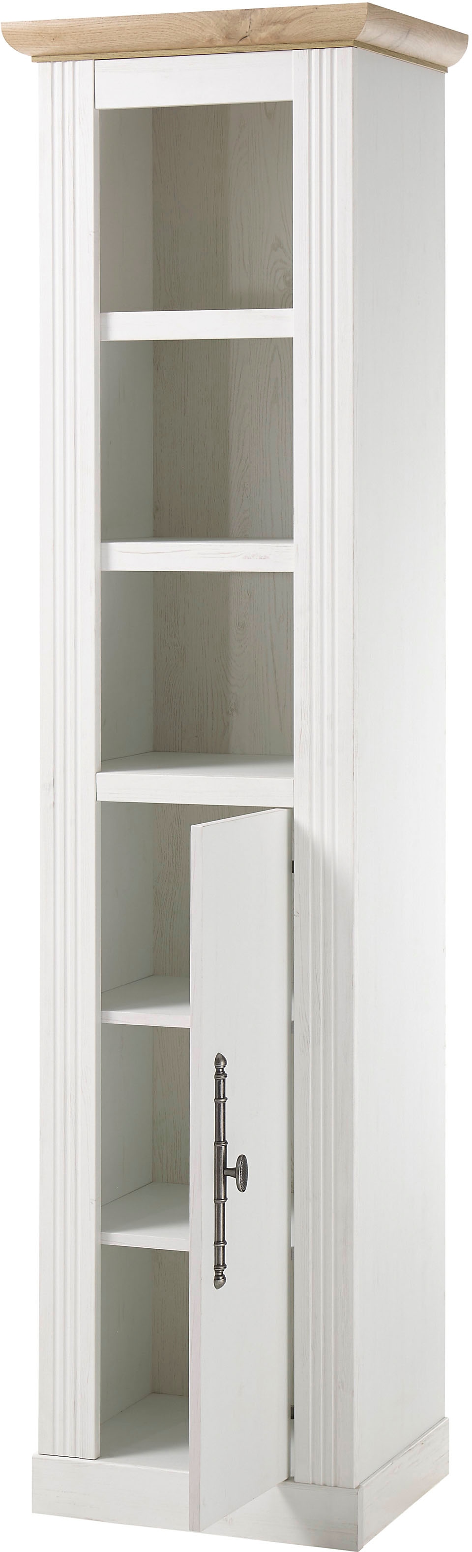 OTTO home Stauraumschrank »WESTMINSTER, Badschrank im Landhausstil, Schrank mit Metallgriffen« in 2 Farben verfügbar, mit offenen Fächern und Stauraum