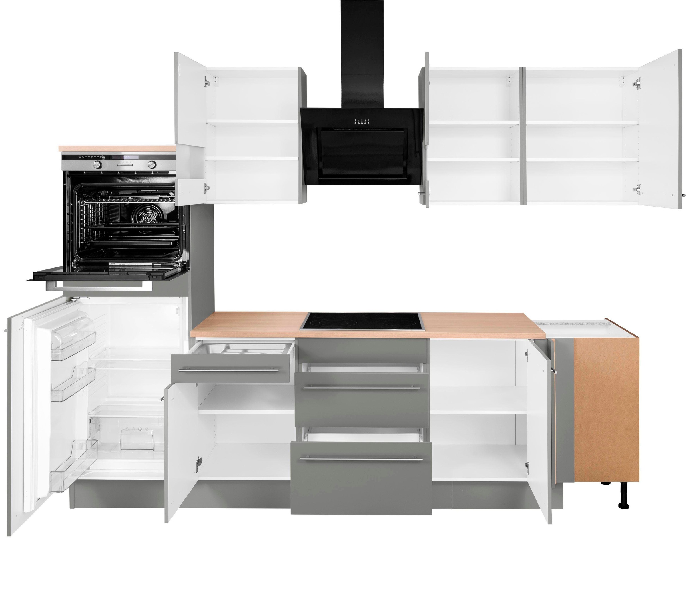 OPTIFIT Winkelküche »Bern mit Hanseatic-E-Geräten«, Stellbreite 285x175 cm, mit Induktionskochfeld, Soft-Close