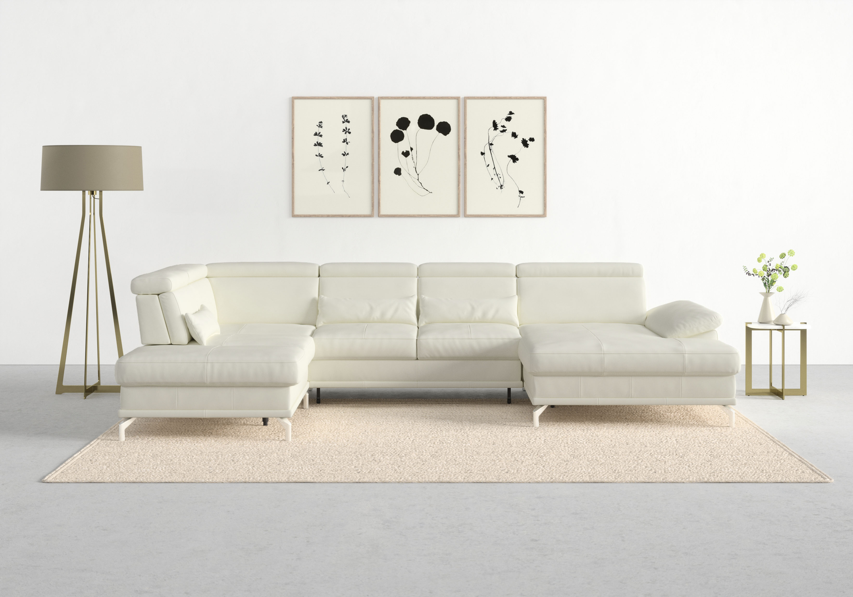 sit&more Wohnlandschaft "Cabrio U-Form, B: 359 cm, mit Sitztiefen-, Arm- & Kopfteilverstellung" 3 Nierenkissen, Federkern, optional Schlaffunktion und
