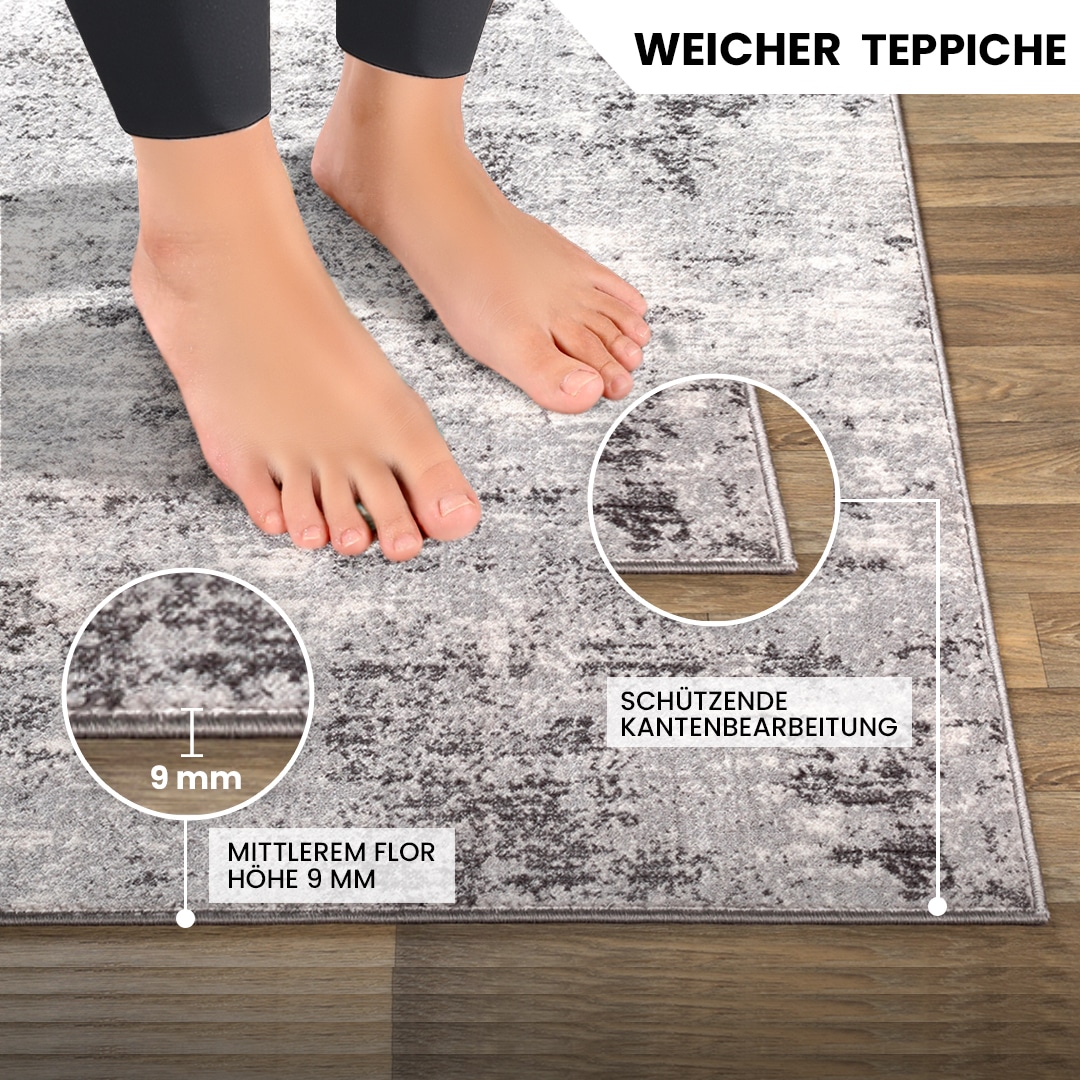 Livabliss Teppich »BANGKOK«, rechteckig, 9 mm Höhe, Designerteppich in Marmor Optik, Kurzflor Wohnzimmerteppich/Läufer