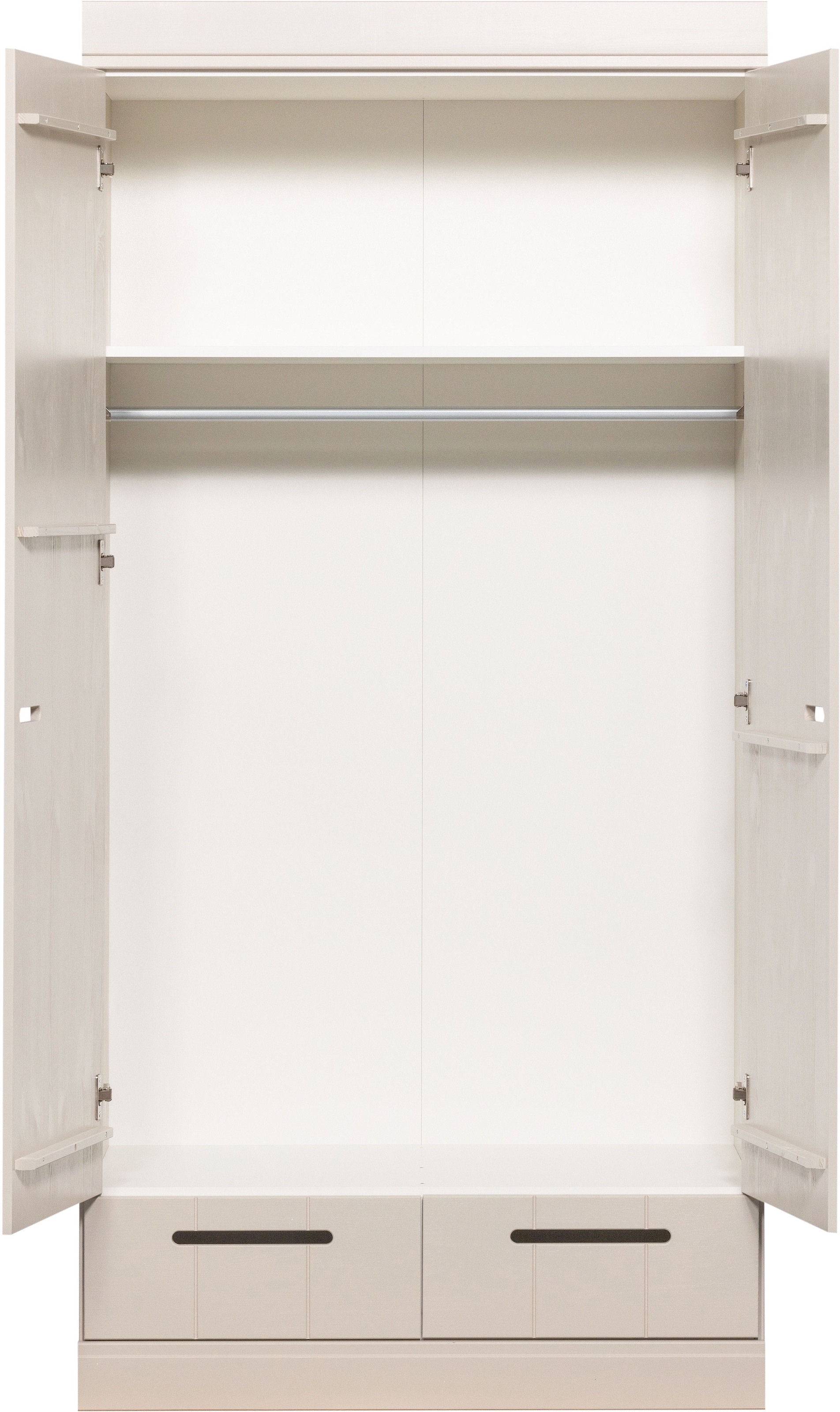 WOOOD Kleiderschrank »Connect Garderobenschrank, Mehrzweckschrank  mit Schubkästen« 2-türiger Kleiderschrank Connect aus FSC-Kiefer, modular & praktisch