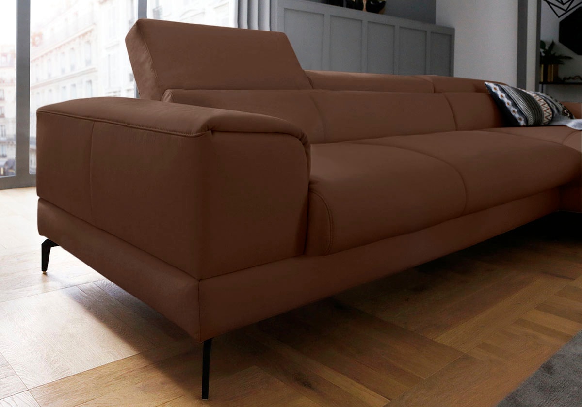 W.SCHILLIG Ecksofa »piedroo, Designsofa mit tollem Sitzkomfort, bequem, L-Form«, Kopfteilverstellung, wahlweise mit Sitztiefenverstellung, Breite 343cm