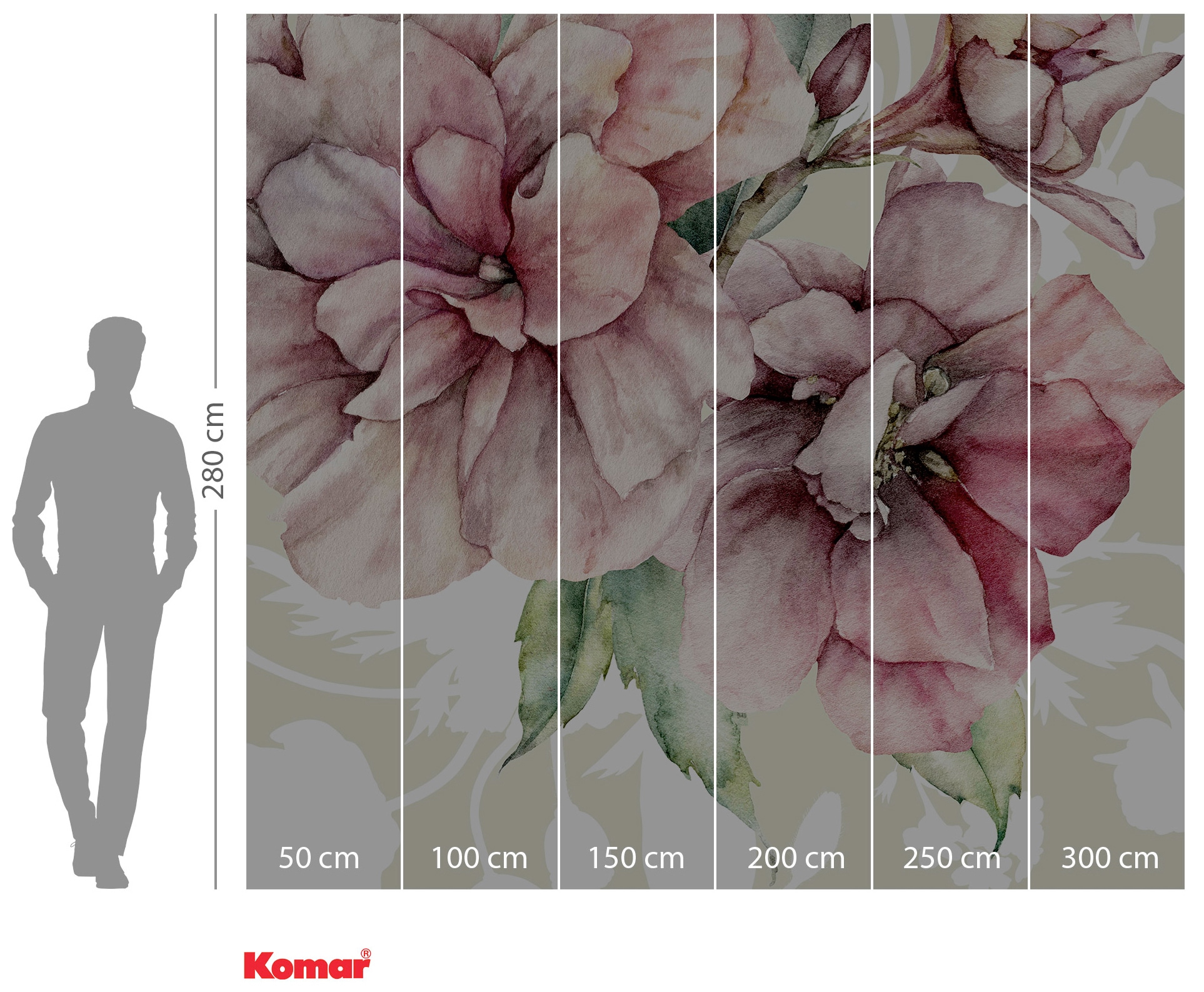 Komar Vliestapete »Digitaldruck Vlies - La Flor - Größe 300 x 280 cm«, bedruckt, Wohnzimmer, Schlafzimmer