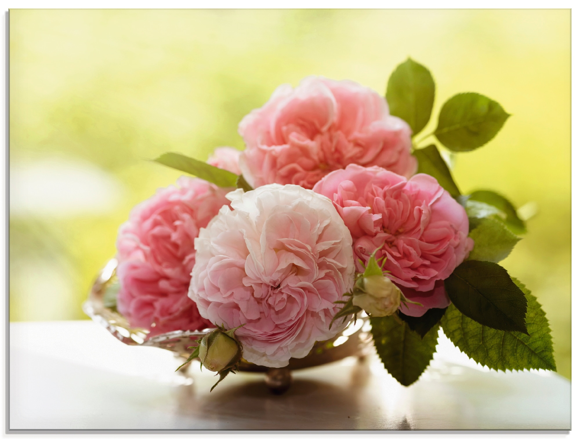 Artland Glasbild »Rosen in Silberschale Stillleben«, Blumen, (1 St.), in  verschiedenen Größen auf Rechnung kaufen