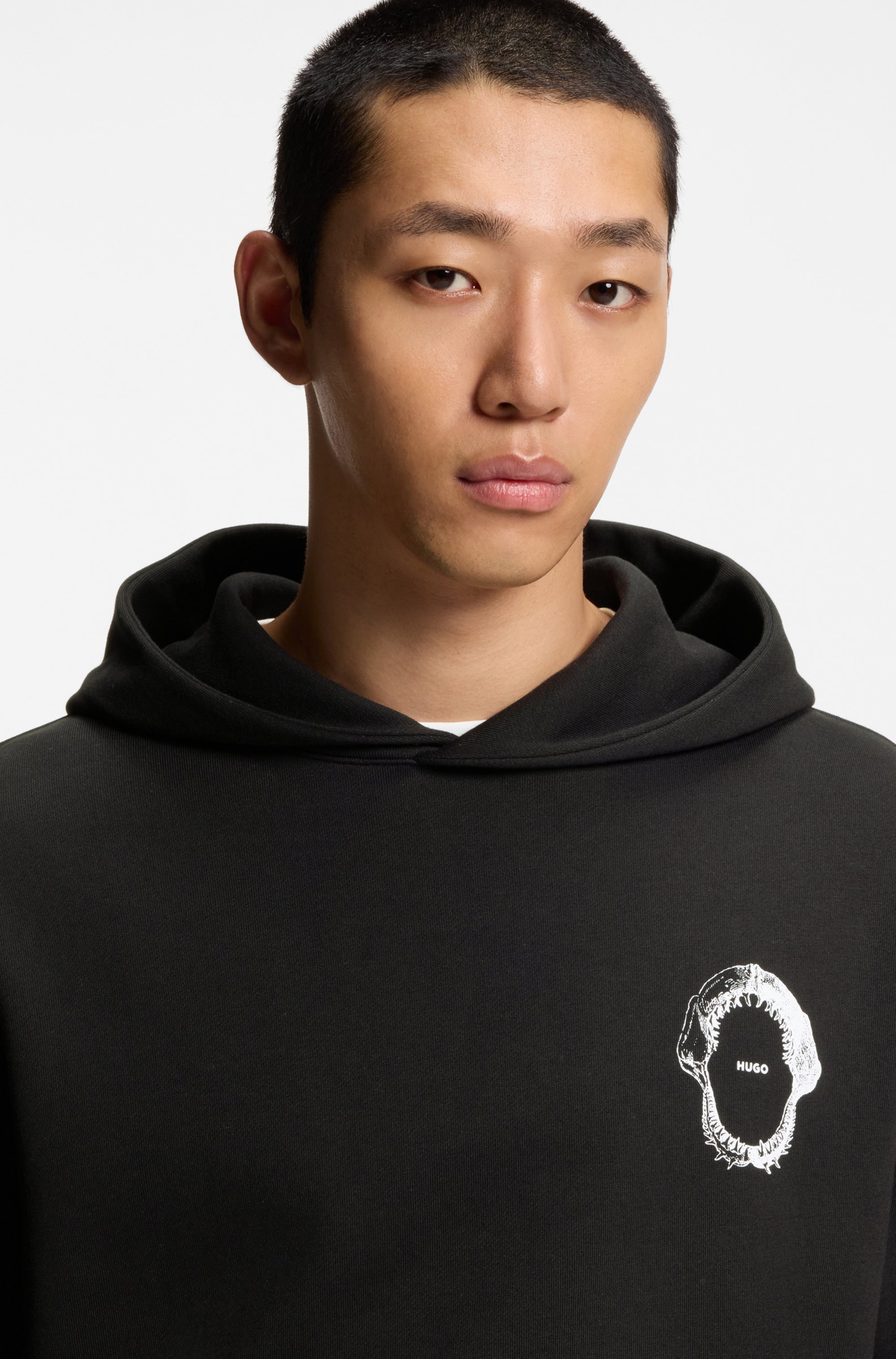 HUGO Blue Hoodie , Regular Fit, Kängurutasche, Rückendruck
