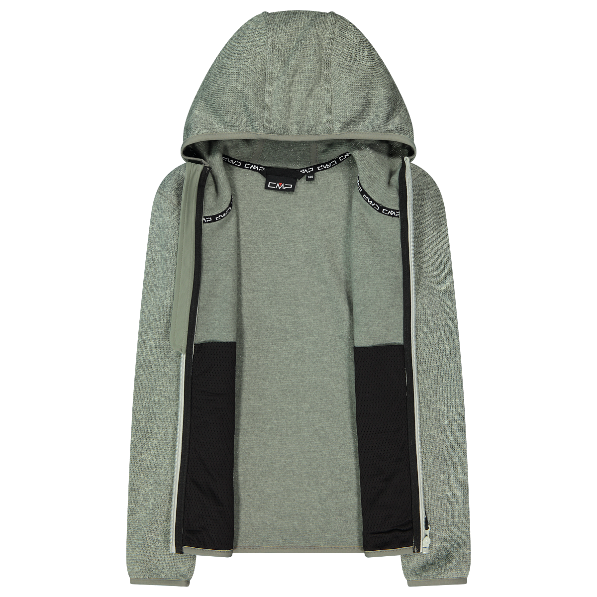 CMP Strickfleecejacke 1 Stk. tlg. mit Kapuze für Kinder, mit Kapuze, mit Logoschriftzug und Kontrastbändern