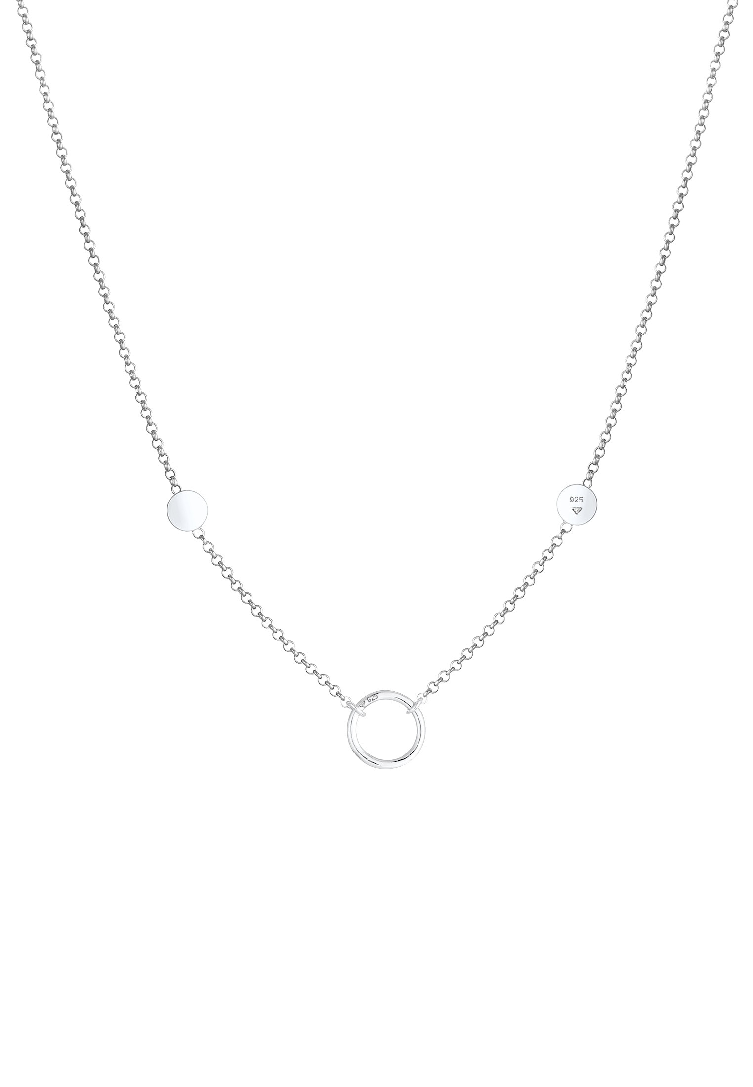 Elli Kette mit Anhänger »Halskette Kreis Plättchen Coin Geo Erbskette 925 Silber«