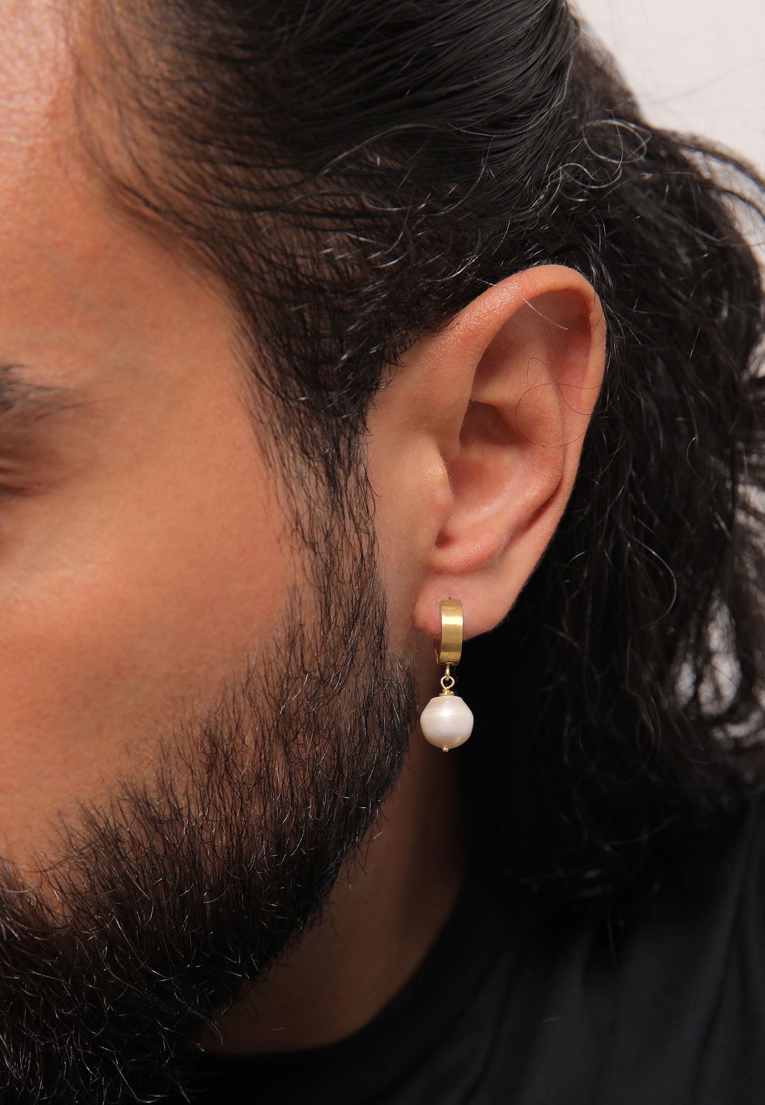 Kuzzoi Paar Creolen »Ohrringe Herren Single Creole mit Perle 925 Sterling Silber«