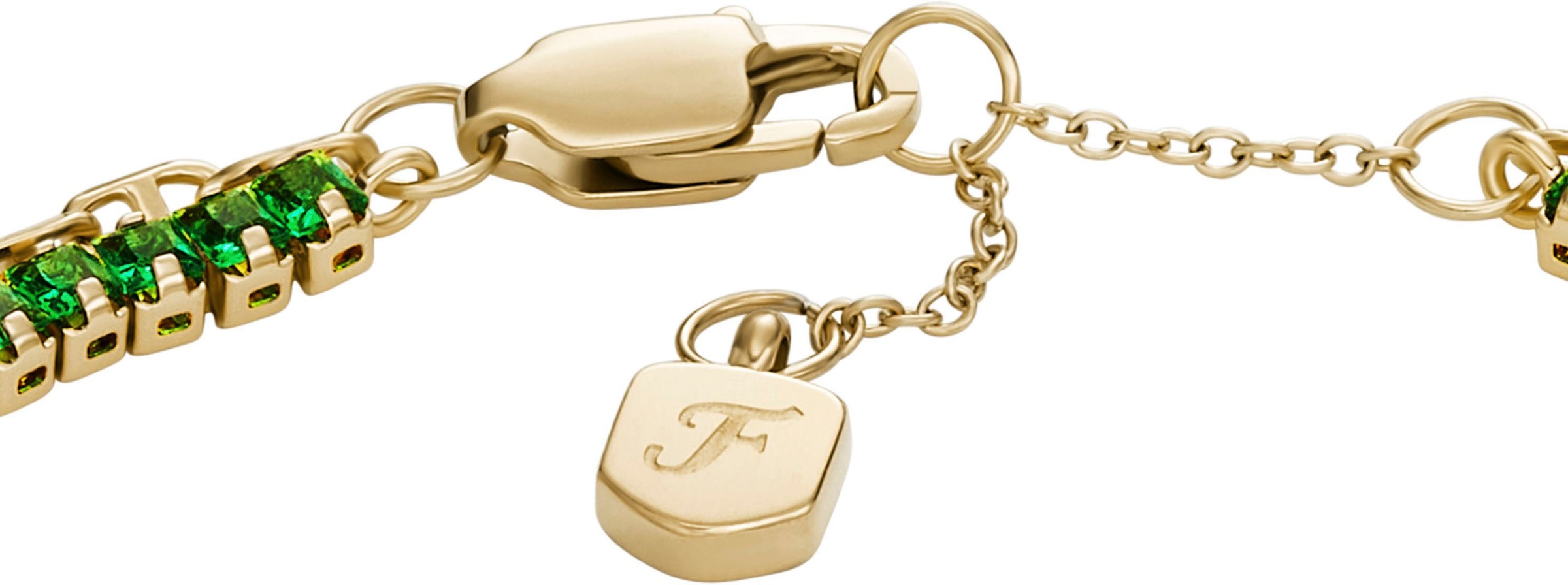 Fossil Armband »Schmuck Geschenk Metall Armkette Heritage« mit Glasstein