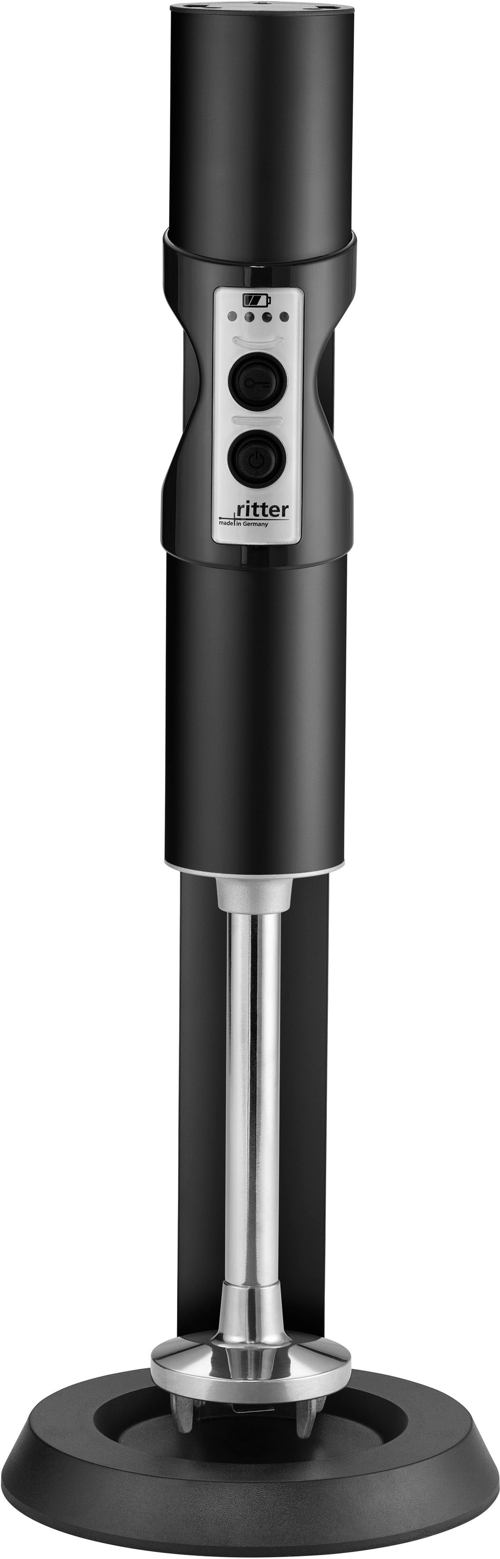 ritter Akku-Stabmixer »stilo 7 Plus Trendfarbe Schwarz«, 120 W, mit 4 Aufsätzen aus Edelstahl sowie 2 Mixbechern