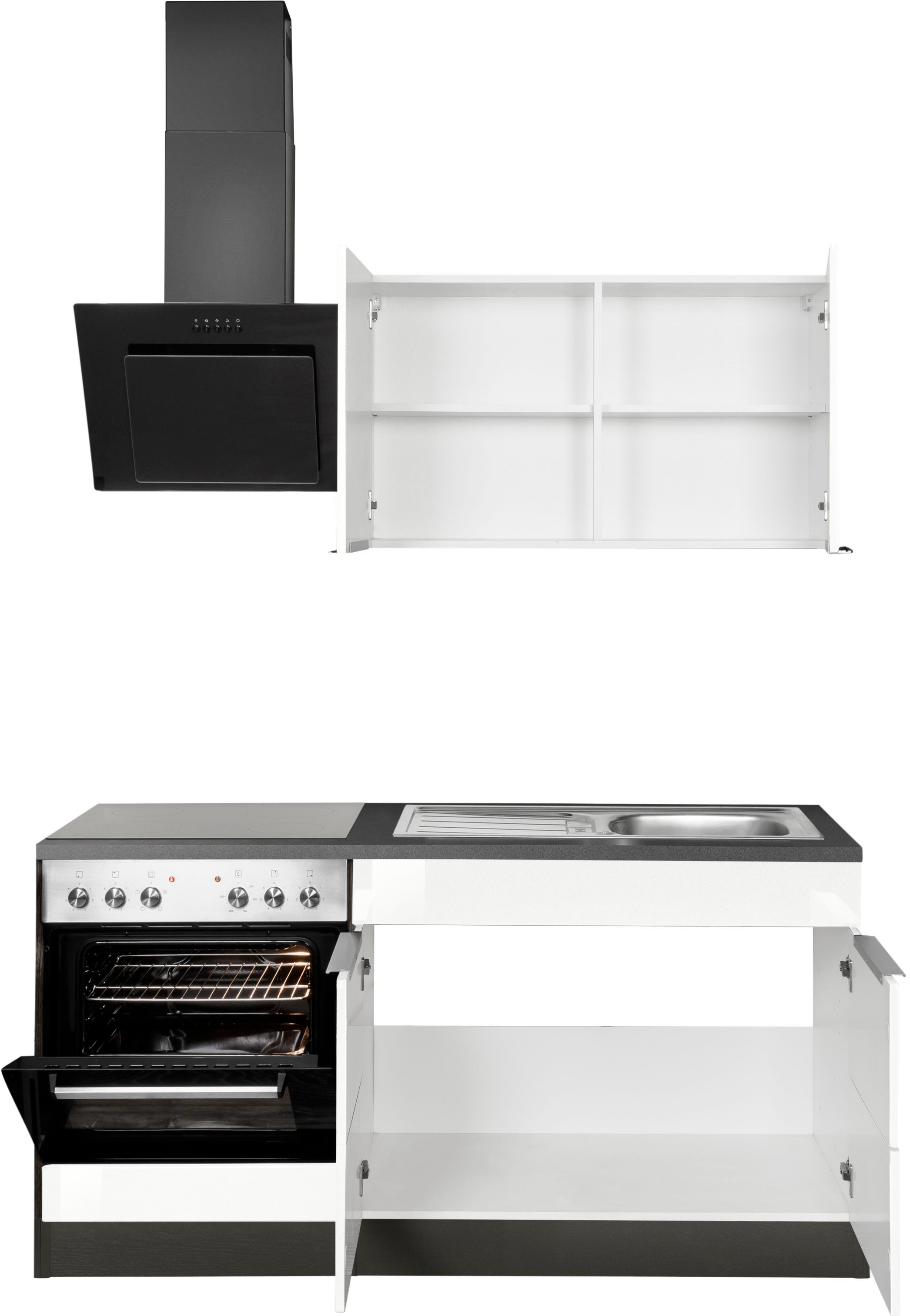 KOCHSTATION Küchenzeile »KS-Brindisi« Breite 210 cm, wahlweise mit E-Geräten, mit MDF-Fronten