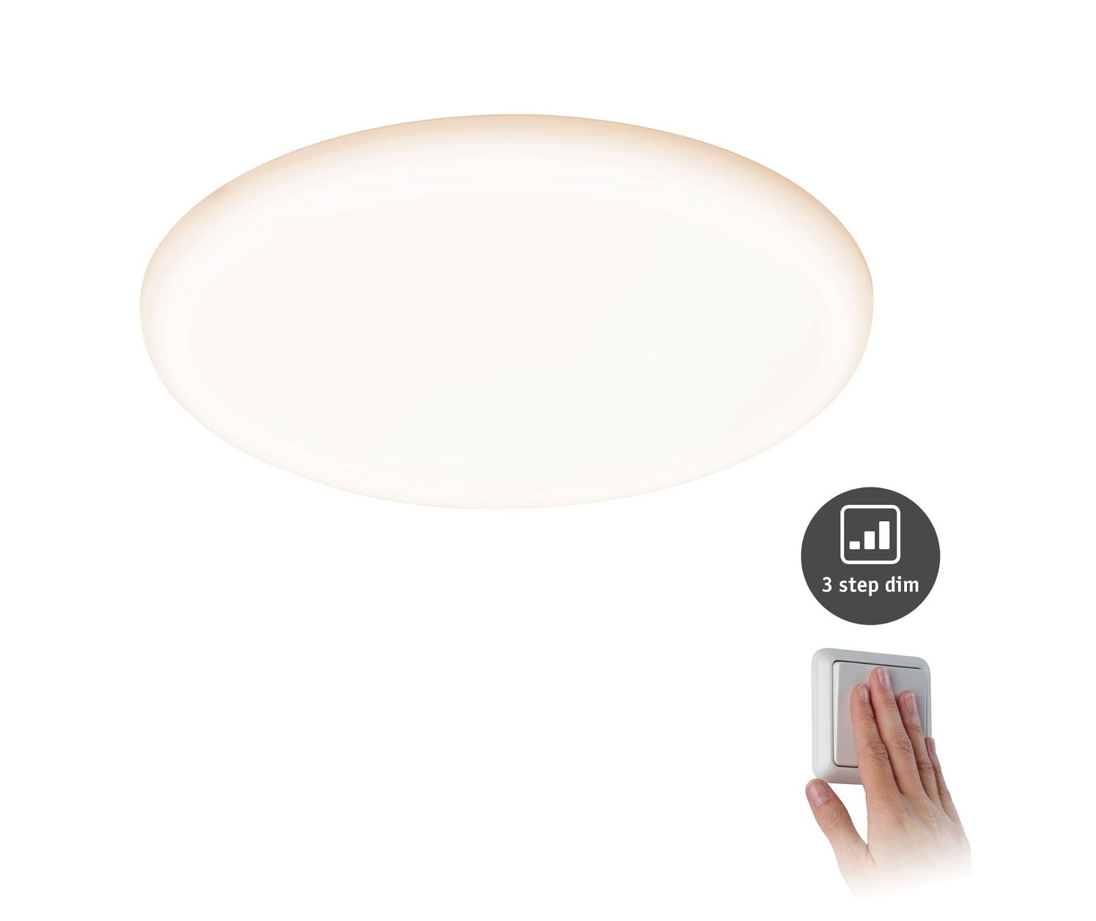 Paulmann LED Einbauleuchte »VariFit Veluna IP44 rund 215mm 21W 1650lm 3000K Satin 3-Step-Dim«, 1 flammig, Einbaupanel, dimmbar