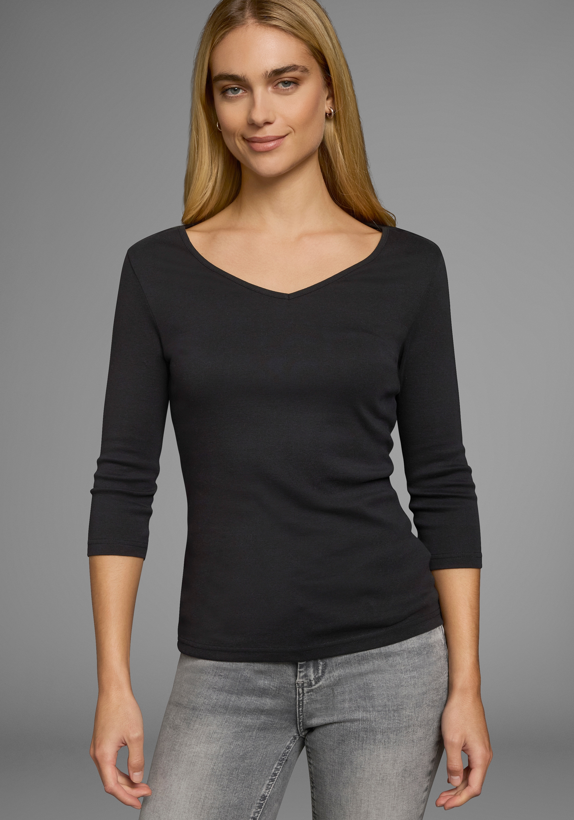 Flashlights V-Shirt, (Packung, 2 tlg., 2er-Pack), unifarben, V-Ausschnitt, Basic-Stil, aus Baumwolle, im 2er-Pack