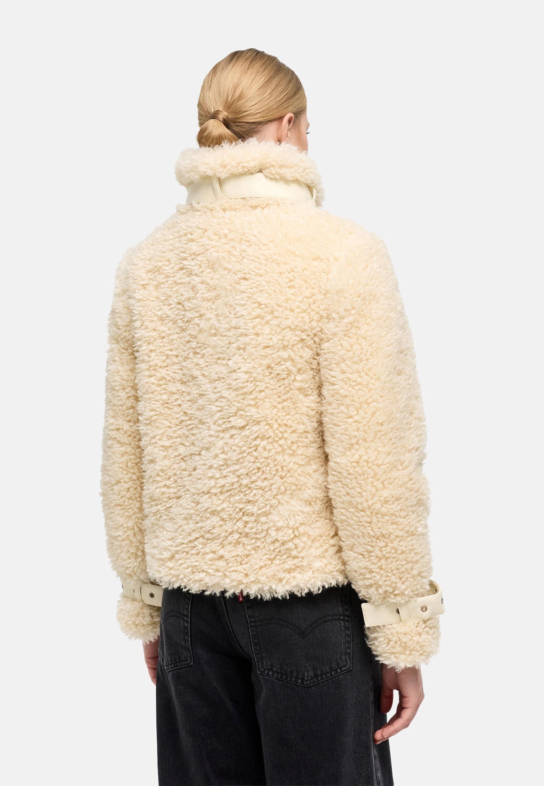 Navahoo Plüschjacke »Plüschjacke Wuschelwonne 14« Teddy Jacke mit Kustleder-Details