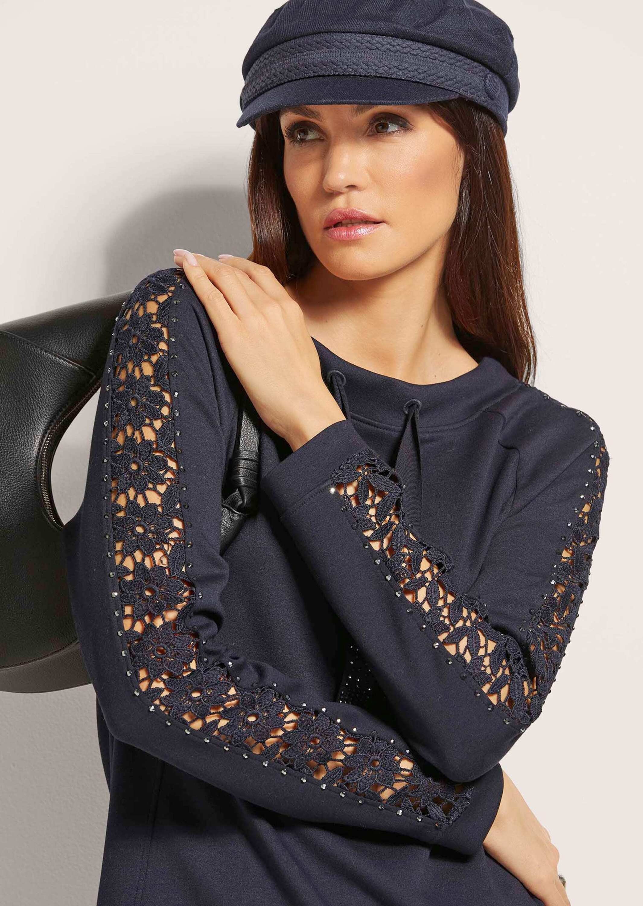 MADELEINE Sommerkleid »Jerseykleid Stretch-Kleid mit Spitze und Strass« Jerseykleid mit Spitze und Strasssteindeko