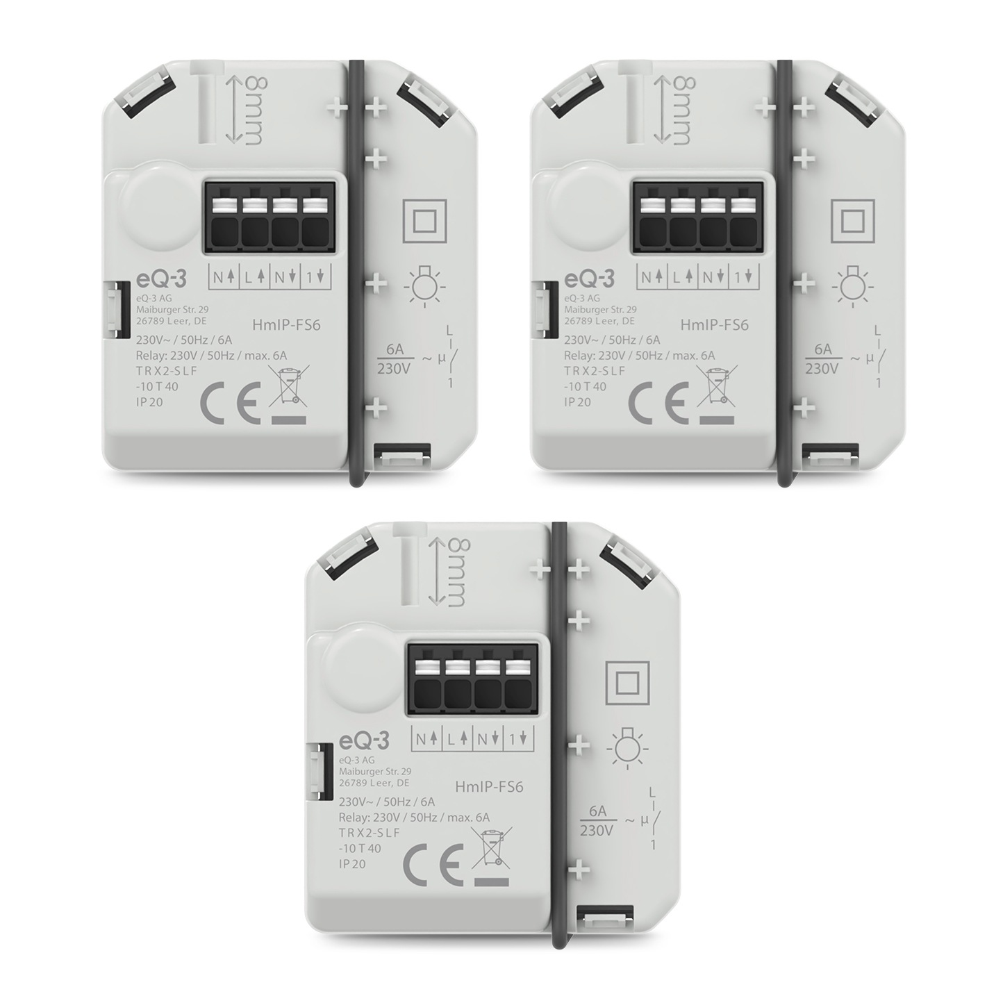 Homematic IP Unterputzschalter »3er Set Schaltaktor (6 A) – Unterputz«