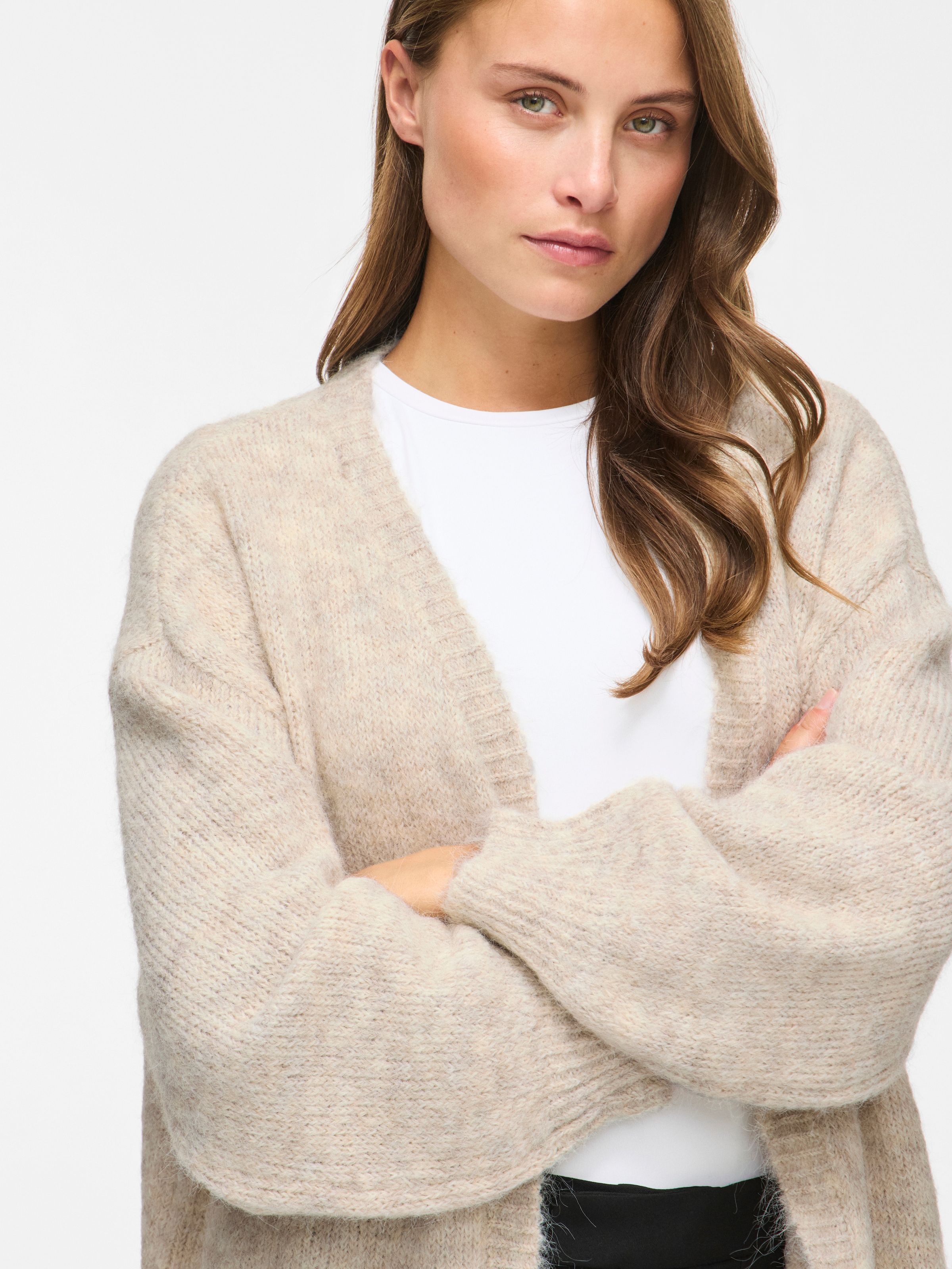 Vila Strickjacke »VILAMPE OPEN L/S KNIT CARDIGAN-NOOS« Materialmix, normal geschnitten