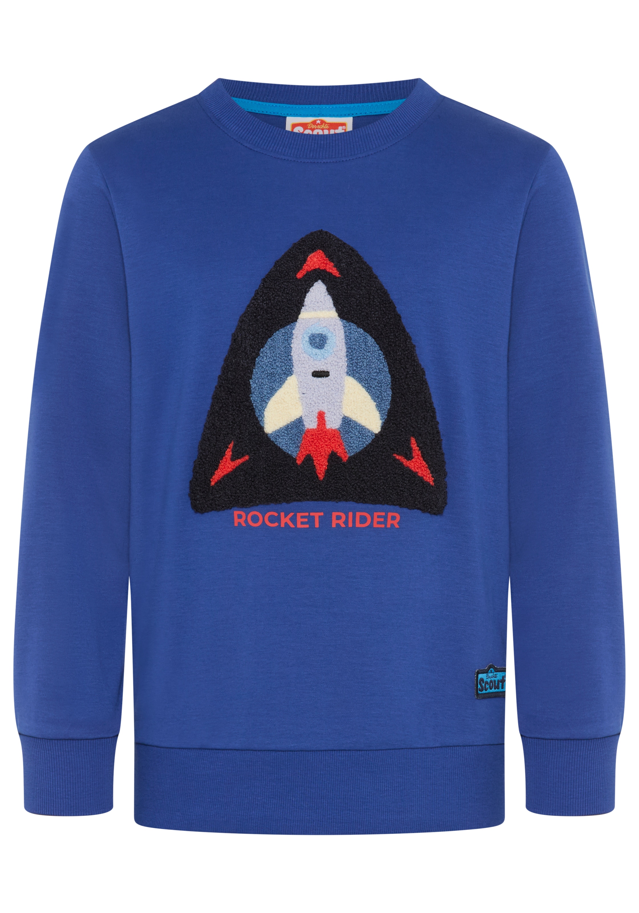 Scout Langarmshirt »Shirt mit Frottee-Applikation: Rocket Rider - NEU von SCOUT« Basic-Passform, mit Rundhalsausschnitt, mit Aufnäher und Badge