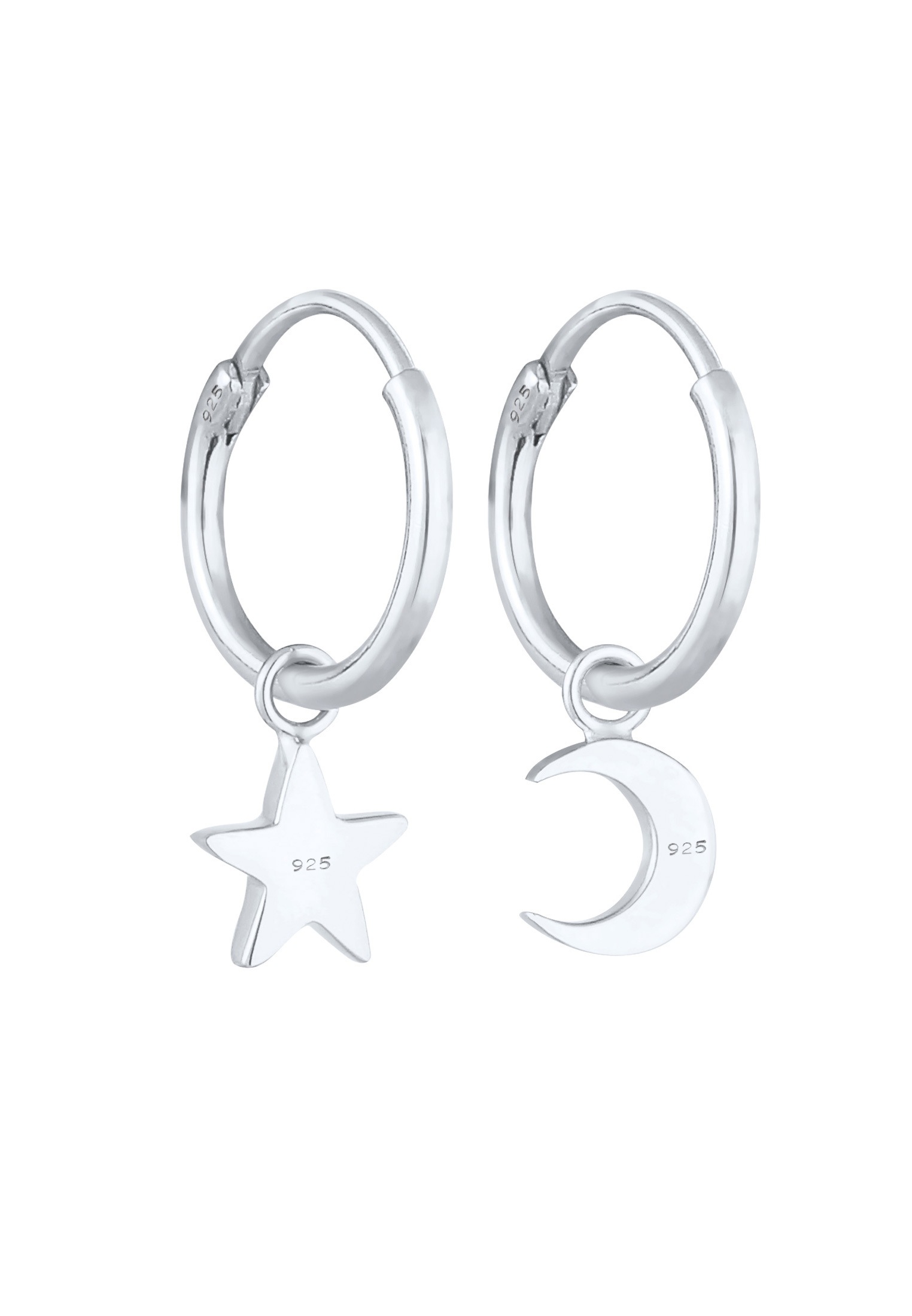 Elli Paar Creolen »Ohrringe Creolen Sterne Mond Trend 925 Silber«