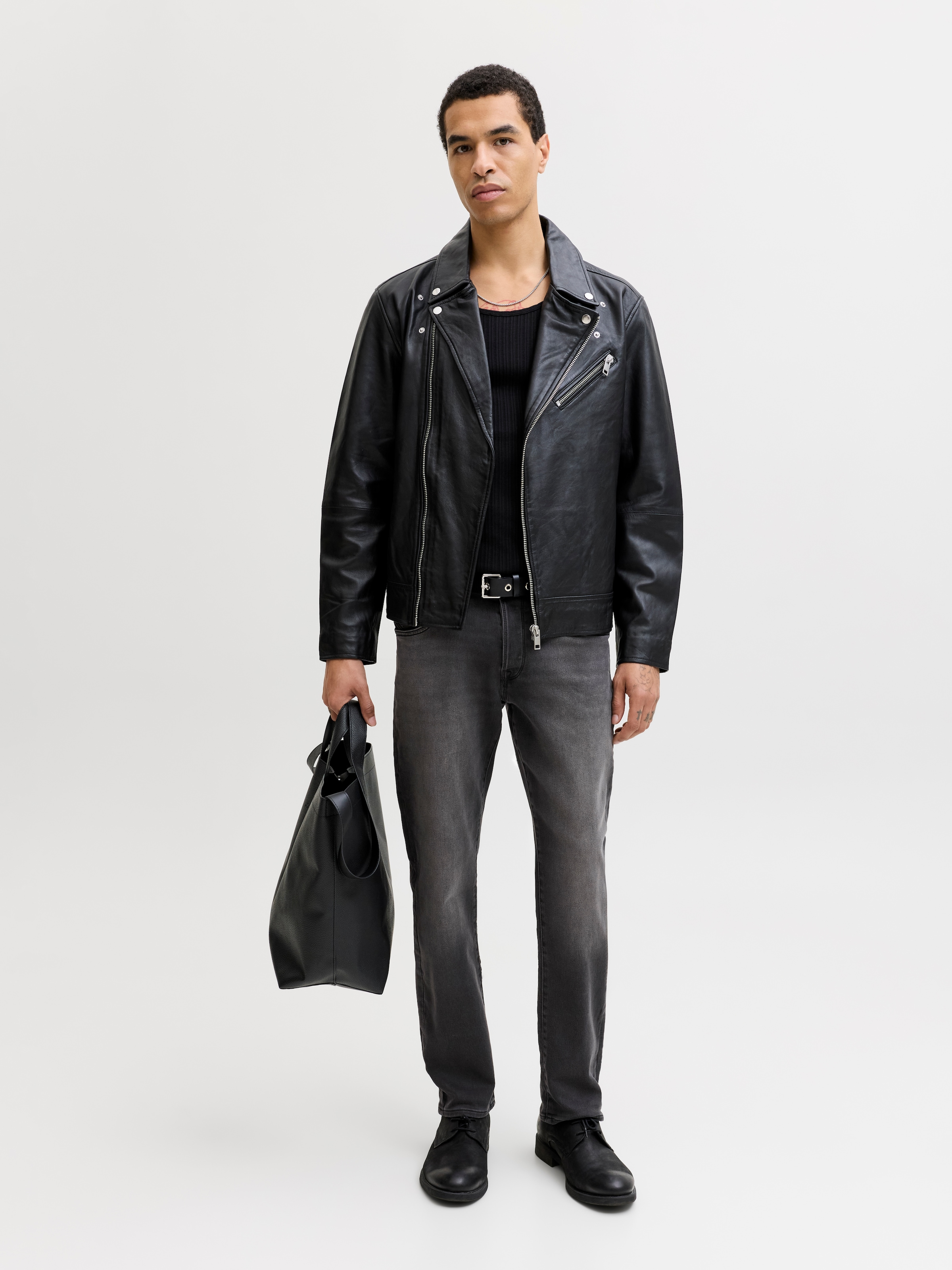 Jack & Jones Tapered-fit-Jeans »JJIMIKE mit Stretch, Used-Look und bequemer Passform« mit Abriebeffekten