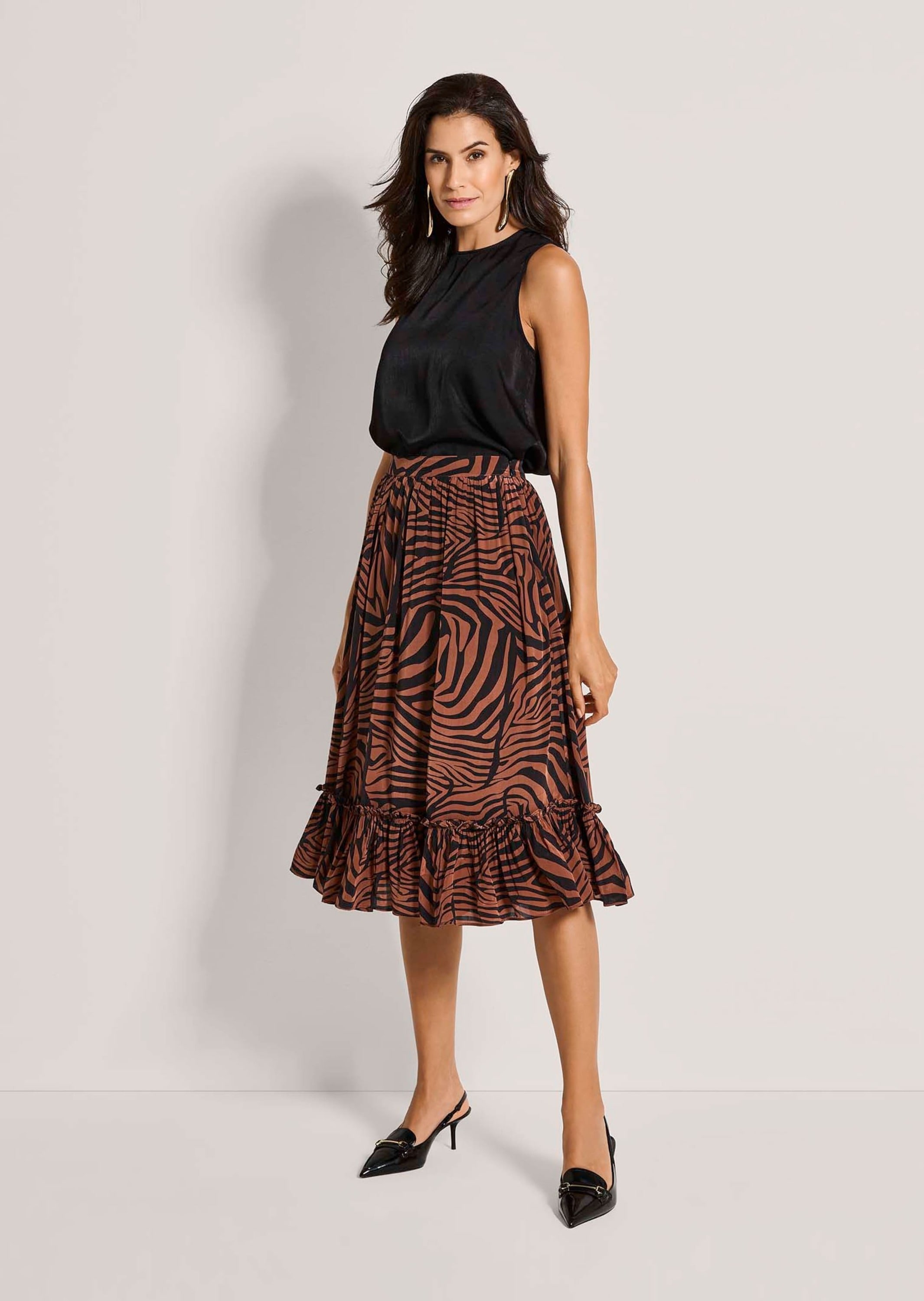 MADELEINE Sommerrock »Faltenrock Midirock mit Zebra-Print« Zebra-Print