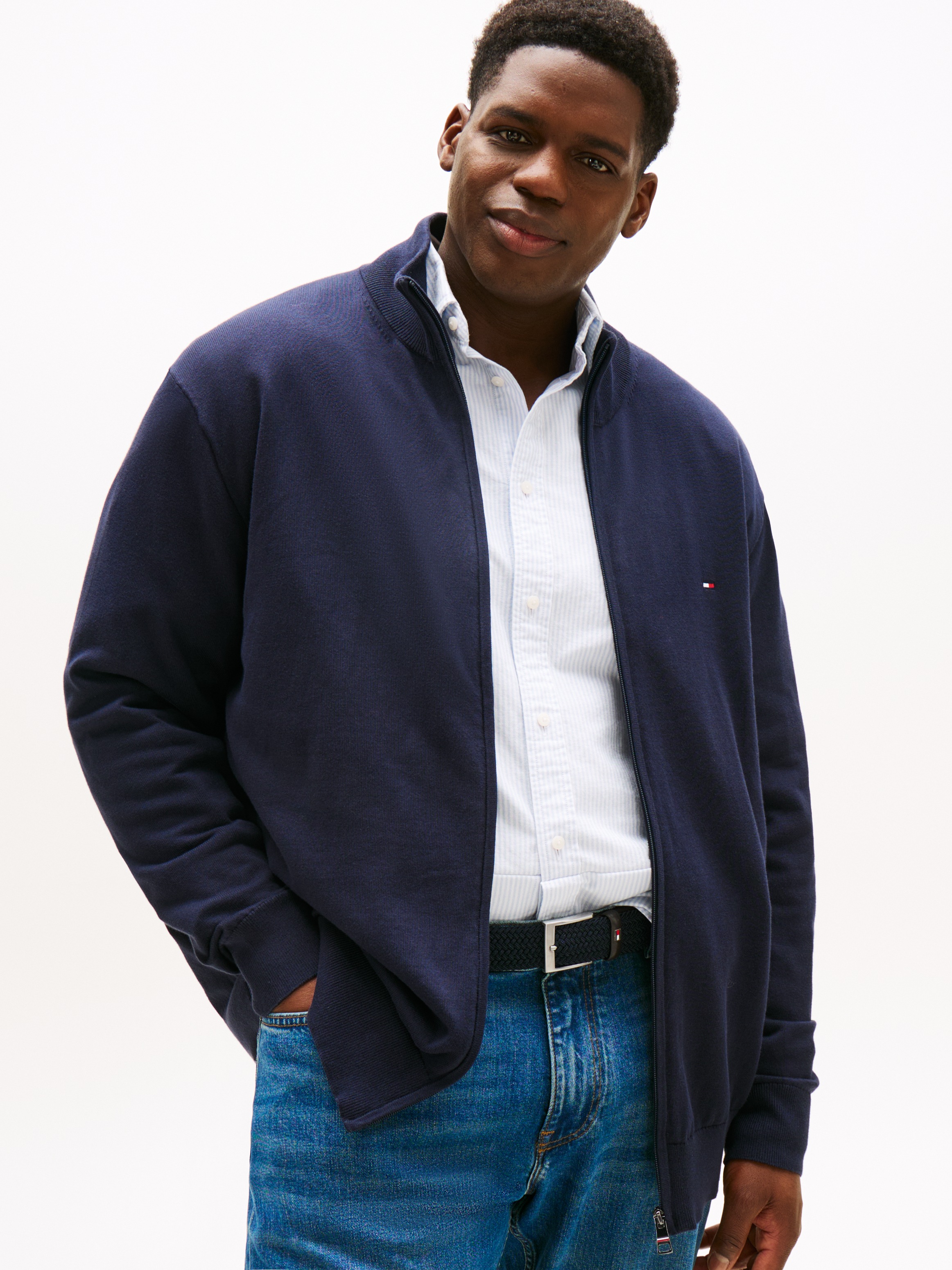 Tommy Hilfiger Big & Tall Strickjacke »BT-ESSENTIAL COTTON ZIP THRU-B«, Großen Größen