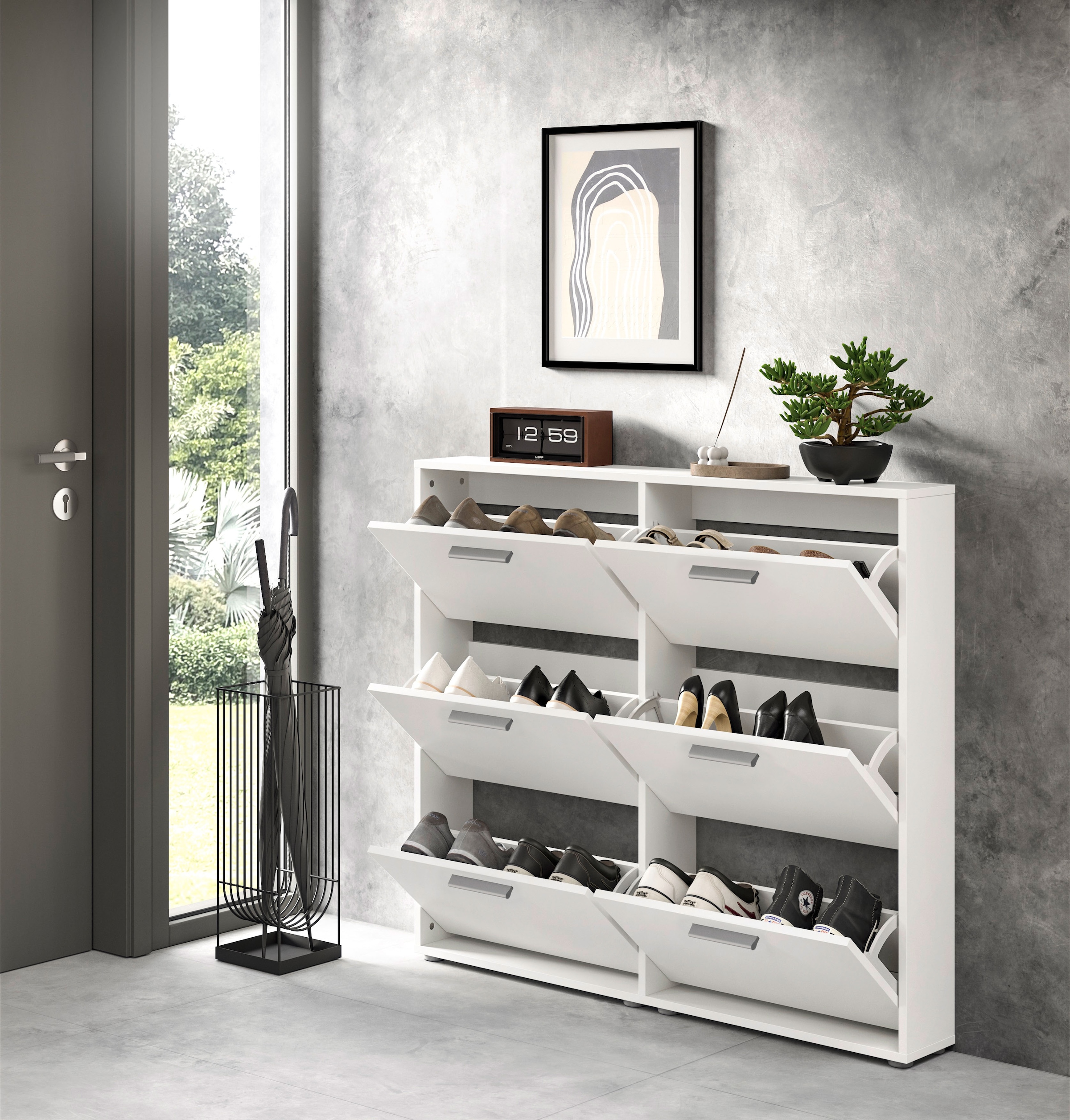 HBZ Schuhkommode »Sam Schuhkipper, Schuhschrank BxHxT 116x103x17 cm«, (1 St.), mit 6 Klappen