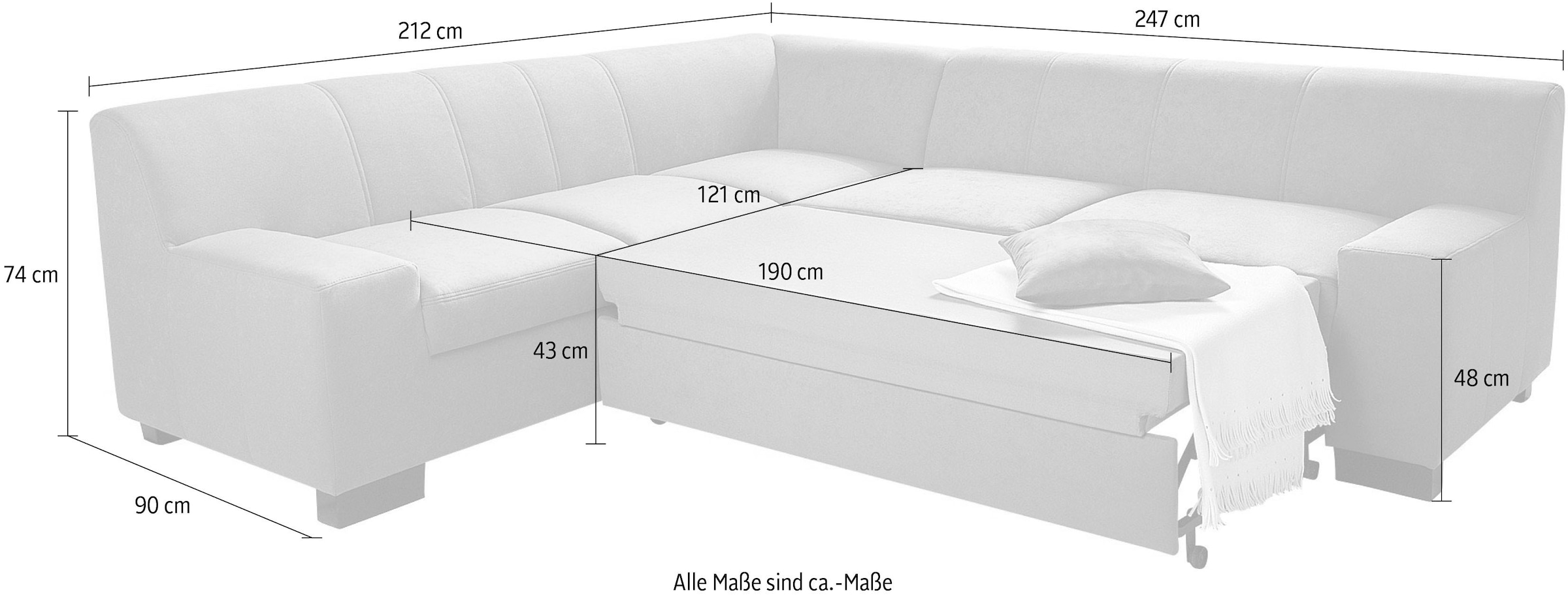 DOMO collection Ecksofa »Norma, moderne Armlehnen, zeitlos und elegant, L-Form«, wahlweise mit Bettfunktion