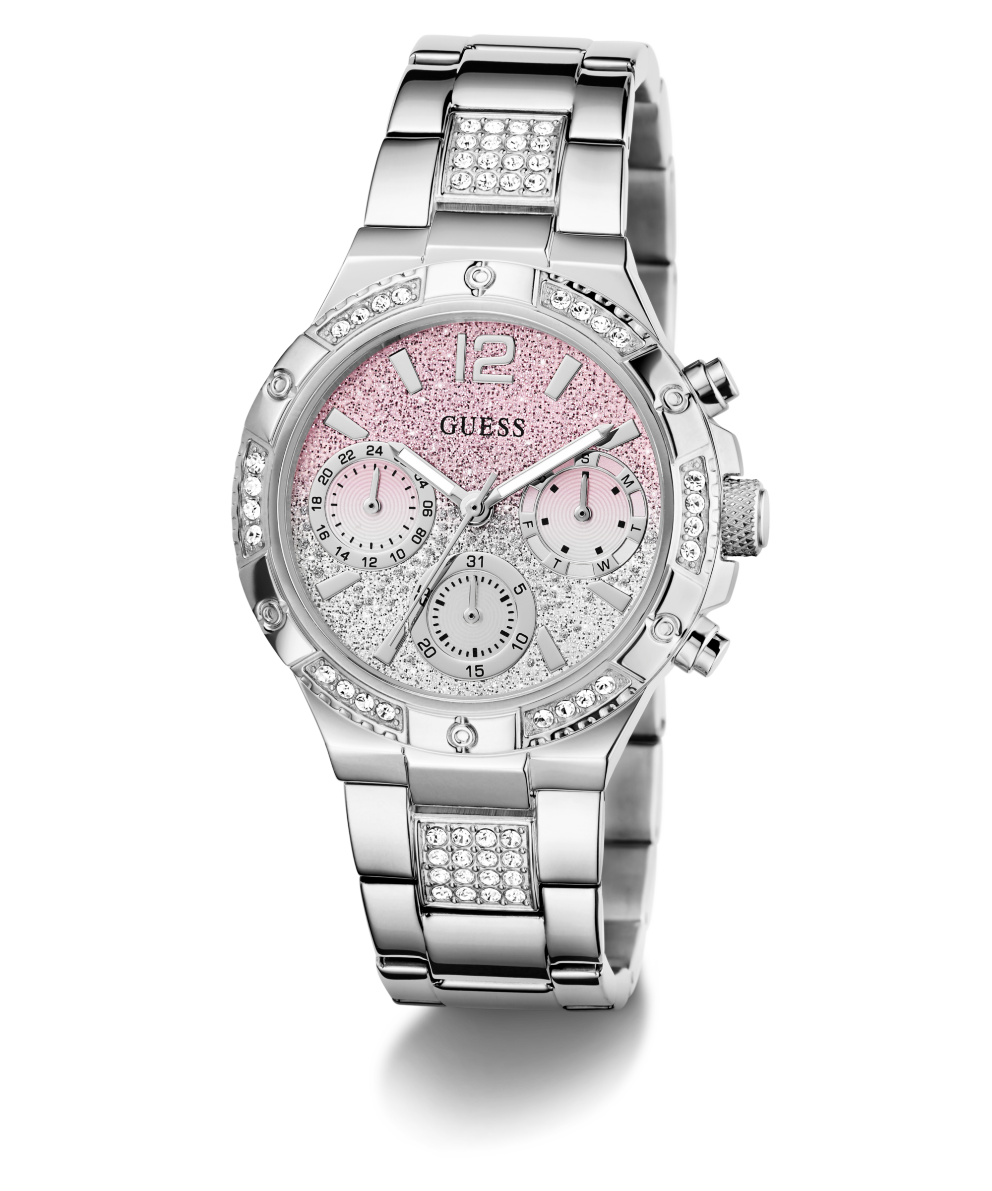 Guess Multifunktionsuhr »HARLOW« Quarzuhr, Armbanduhr, Damenuhr, Edelstahlarmband, Datum